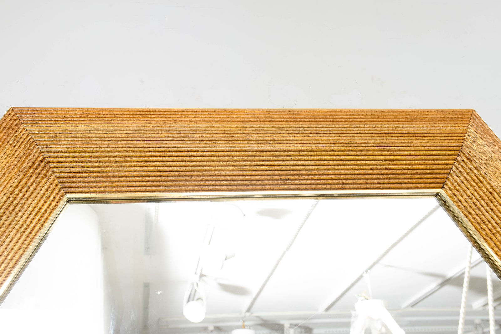 Contemporary Italian Hexagonal Rattan Mirror, 21st Century