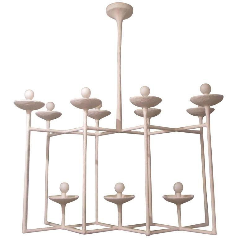 Custom Plaster Eleven-light Fixture in the Manner of Giacometti, 21st century