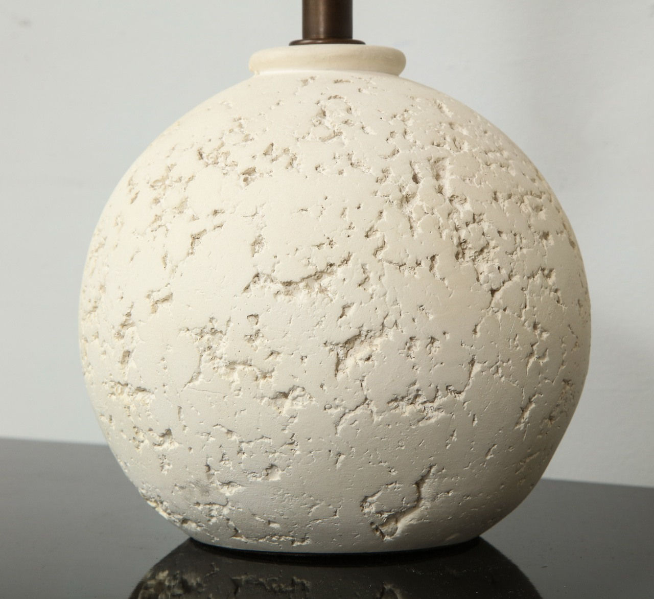 Pair of Custom Textured Circular Plaster Lamps, 21st century