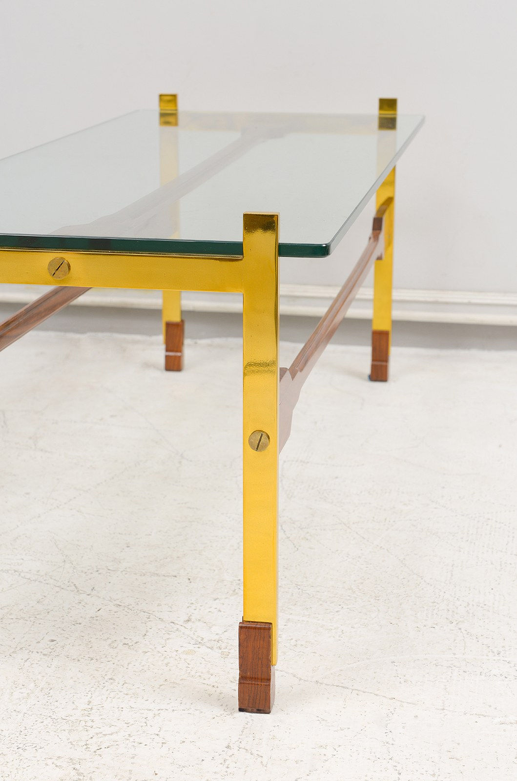 Sculptural Rosewood and Brass Coffee Table, c 1950's - 1970's