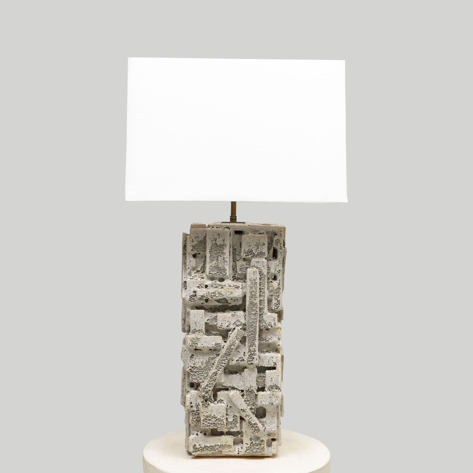 Shizue Imai, Bespoke Rectangular Sculptural Ceramic White Glazed Table Lamp , 21st century