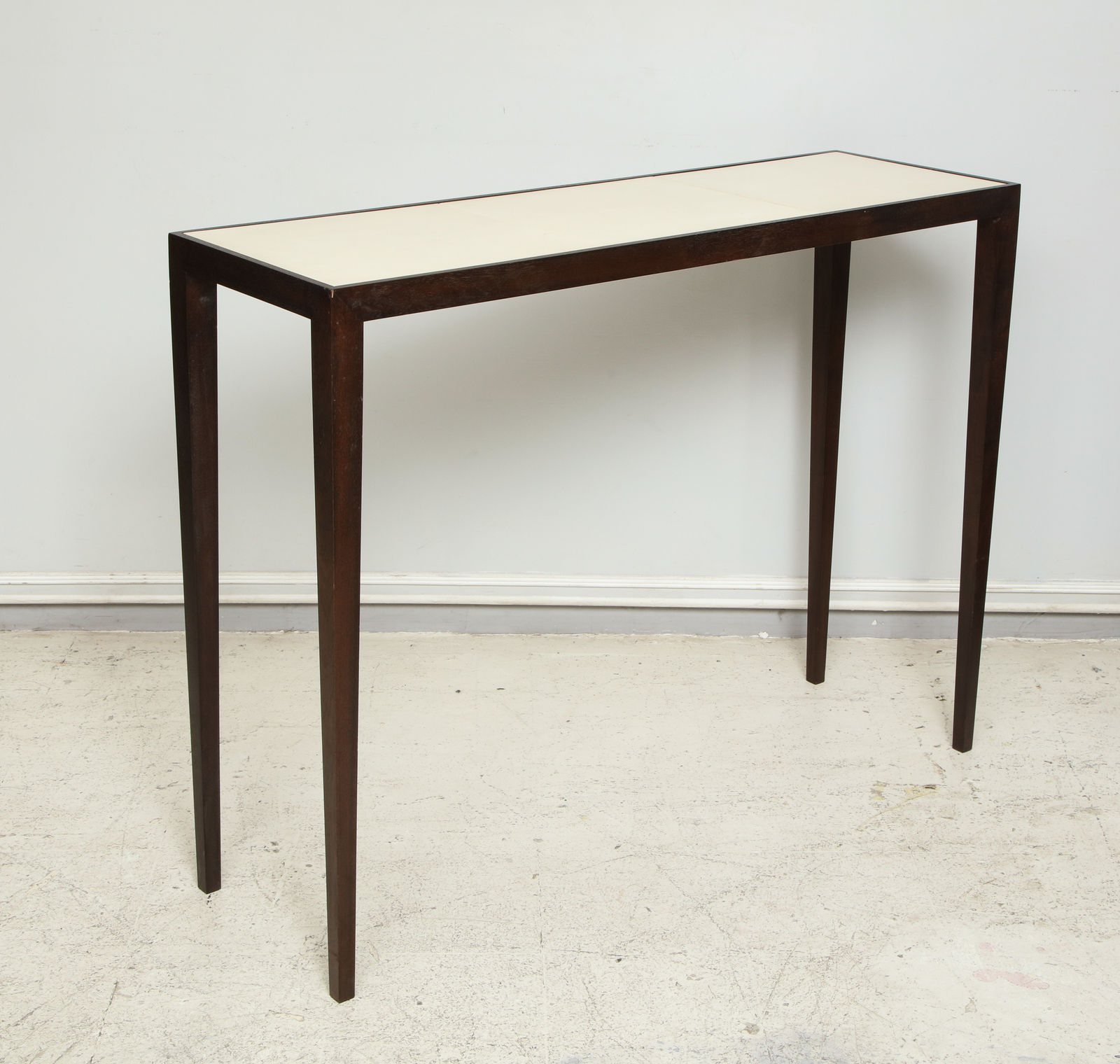 Custom Parchment Top Mahogany Console Table
