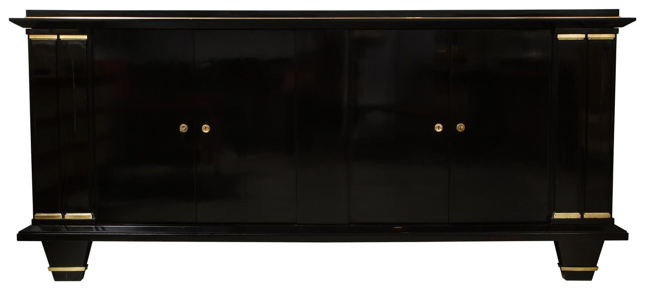 Bespoke Ebonized Architectural Sideboard with Bronze Mounts, 21st century