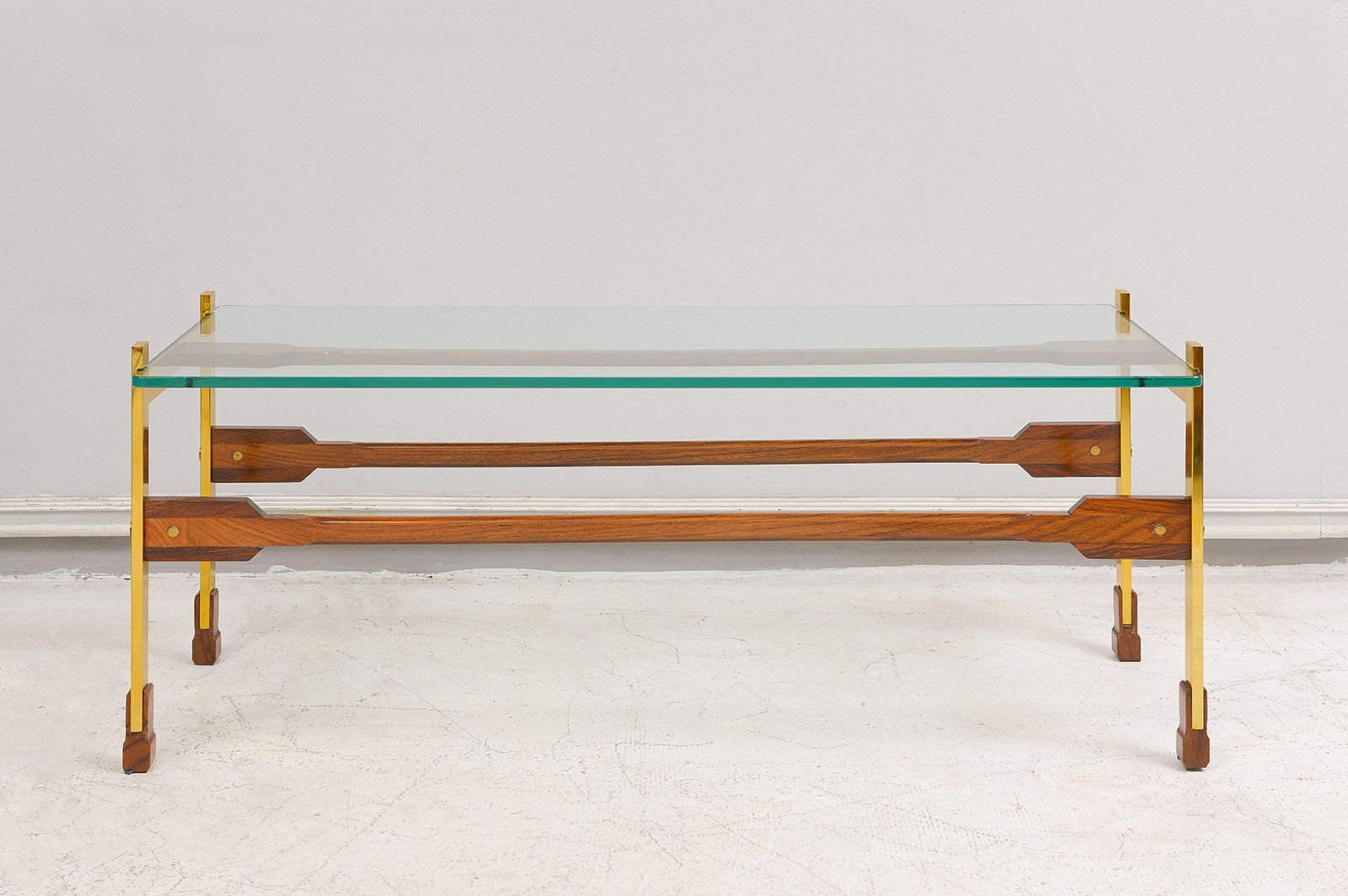 Sculptural Rosewood and Brass Coffee Table, c 1950's - 1970's