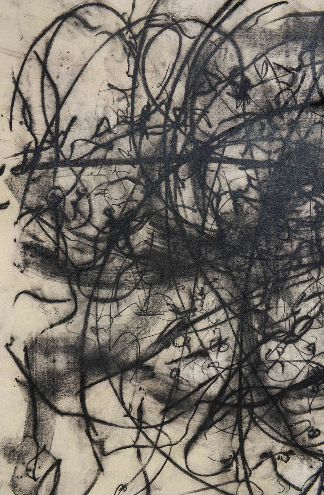 Monica Perez, Monica Perez "Yes" Original Charcoal on Canvas 2023, 2023