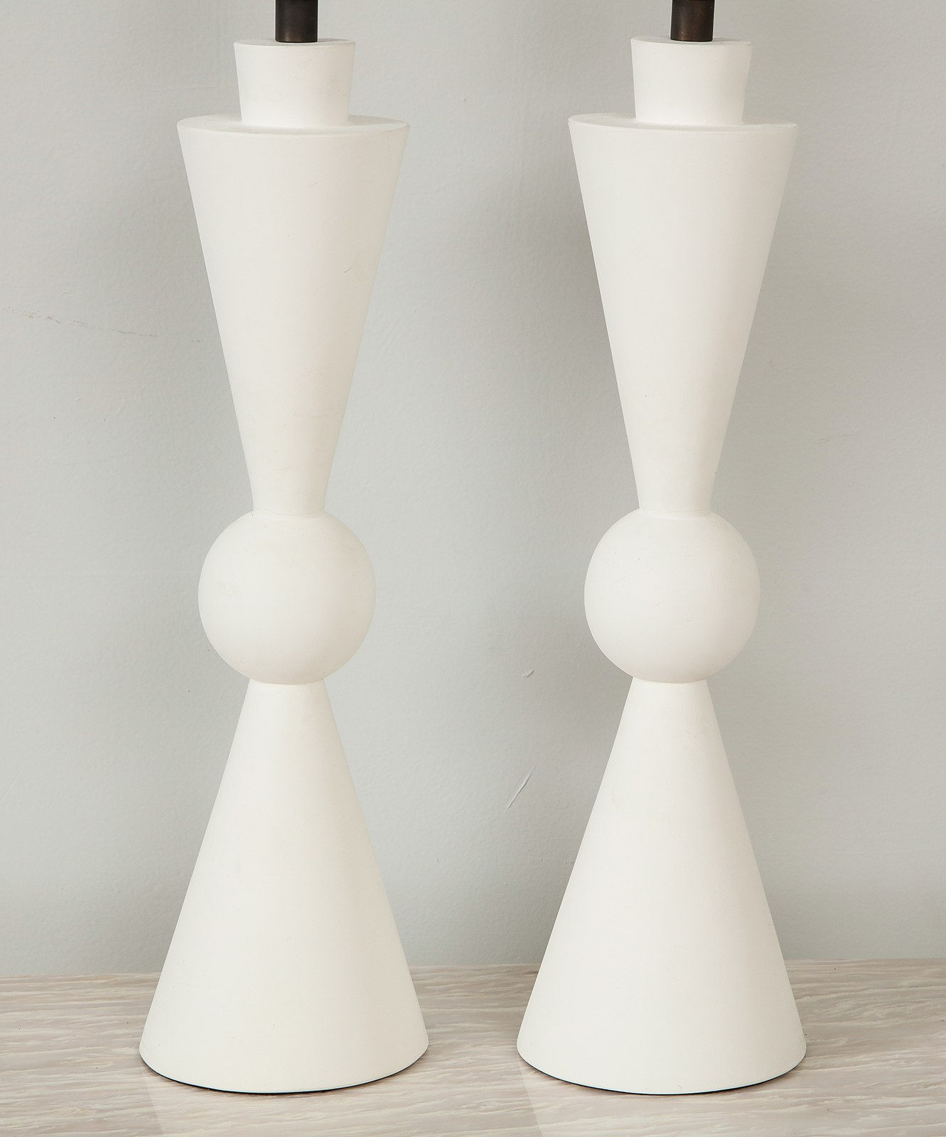 Pair of Hand Crafted Custom Plaster Arlo Table Lamps