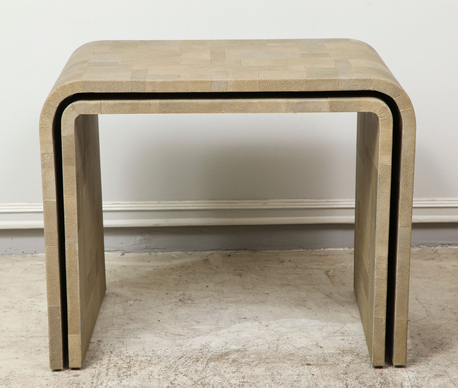 Custom Shagreen Patchwork Nesting Tables. Set of 2.