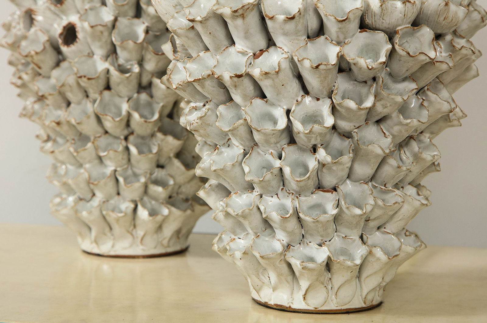 Custom Pair of Barnacle Ceramic Lamps