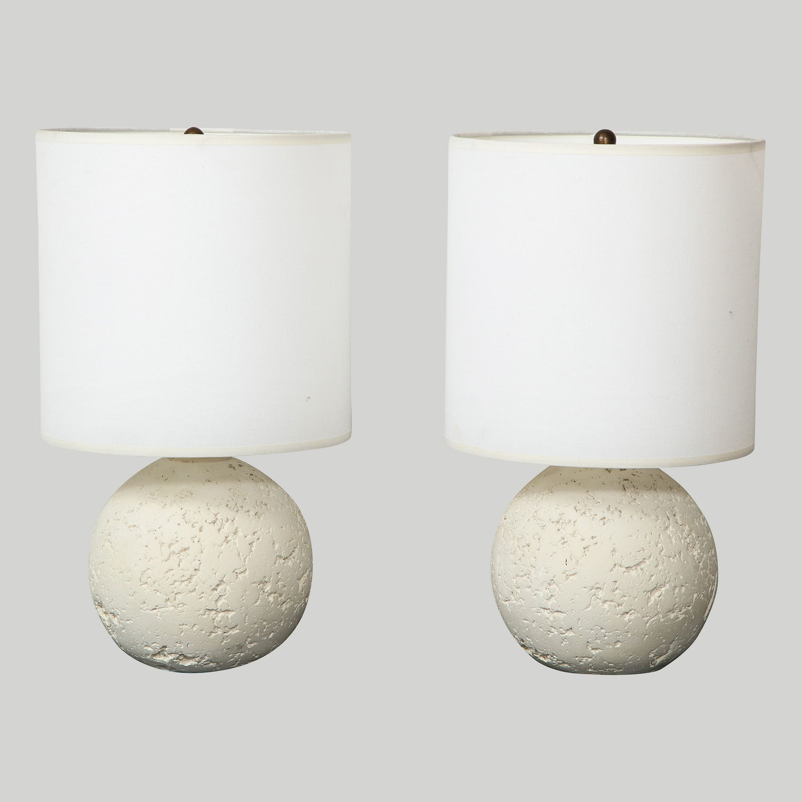 Pair of Custom Textured Circular Plaster Lamps, 21st century