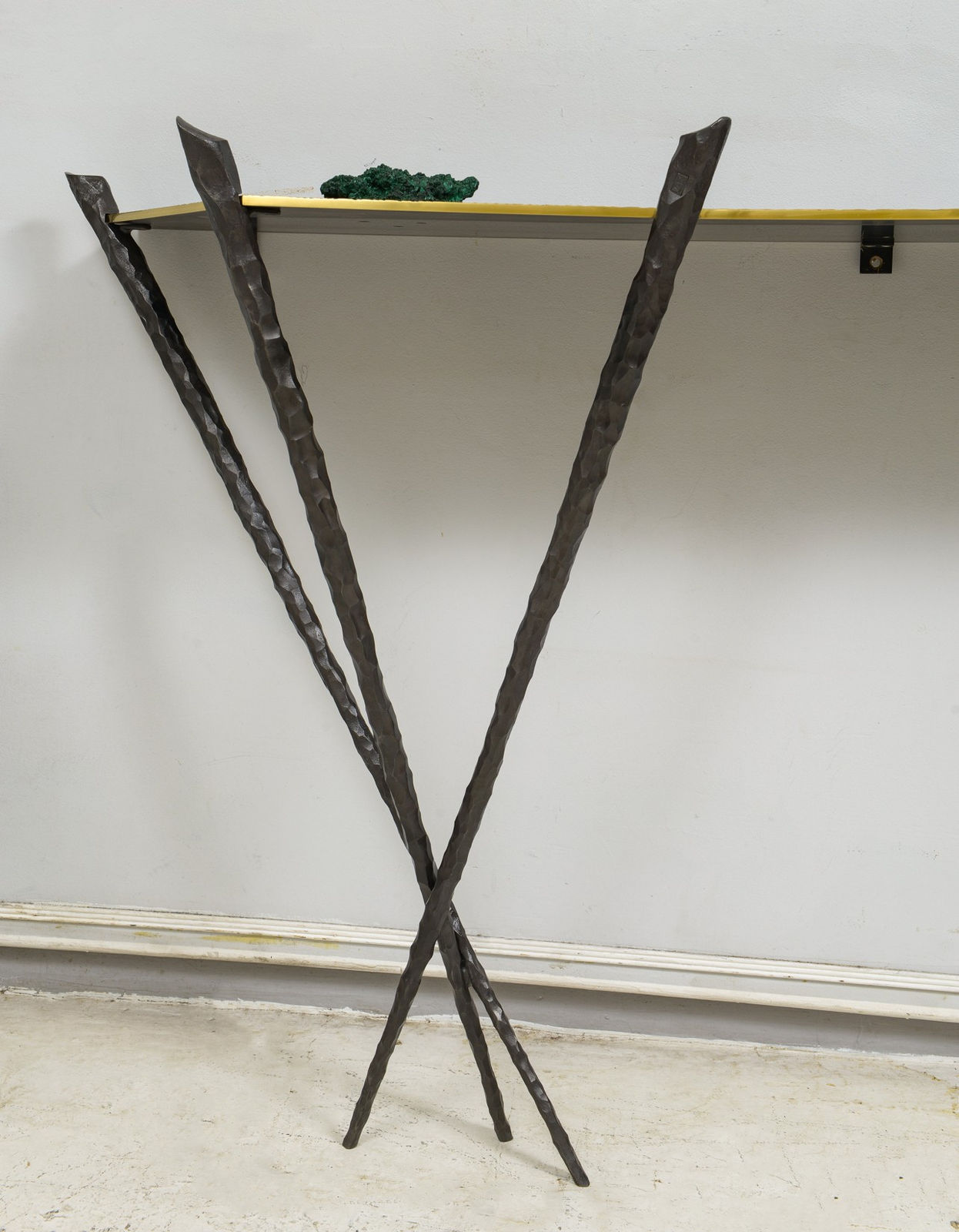 Franck Chartrain, Hand-Hammered Bronze and Iron Meteorites Console, 21st century