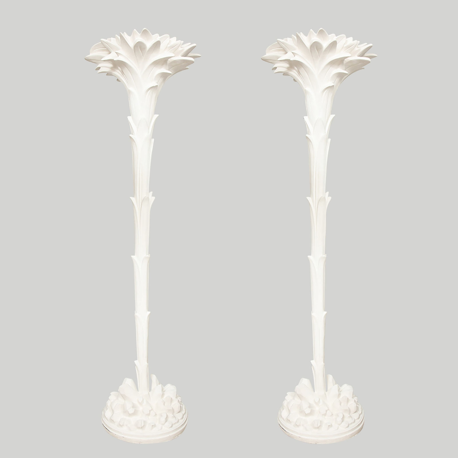 Custom Pair of Plaster Torchères in the Serge Roche Manner