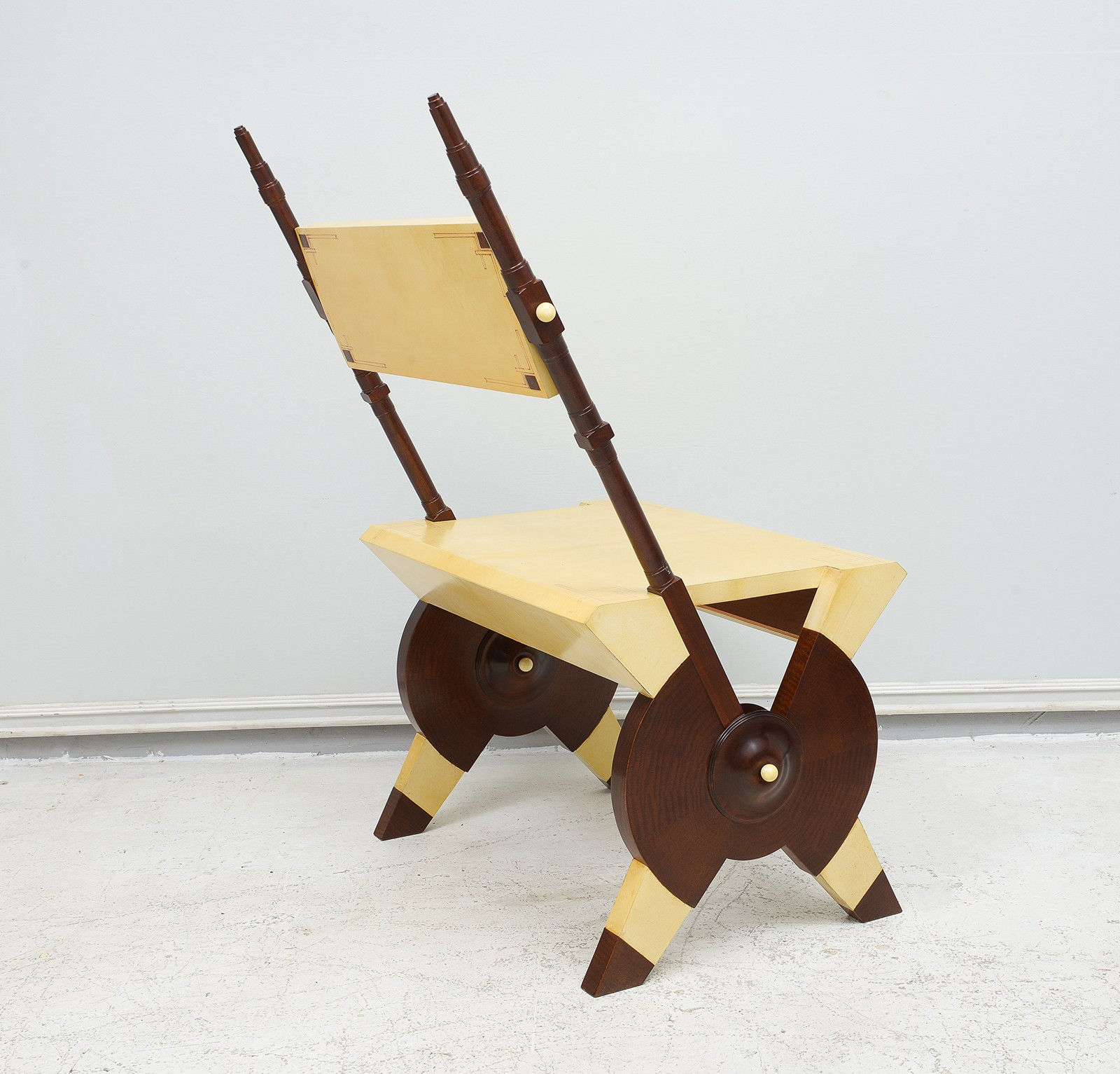 Pair of Carlo Bugatti Inspired Handcrafted Parchment and Mahogany Chairs, c 1950’s – 1970’s