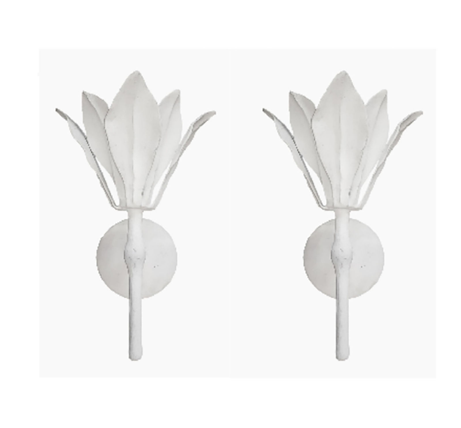 Custom Pair of Single Fleur Plaster Sconces