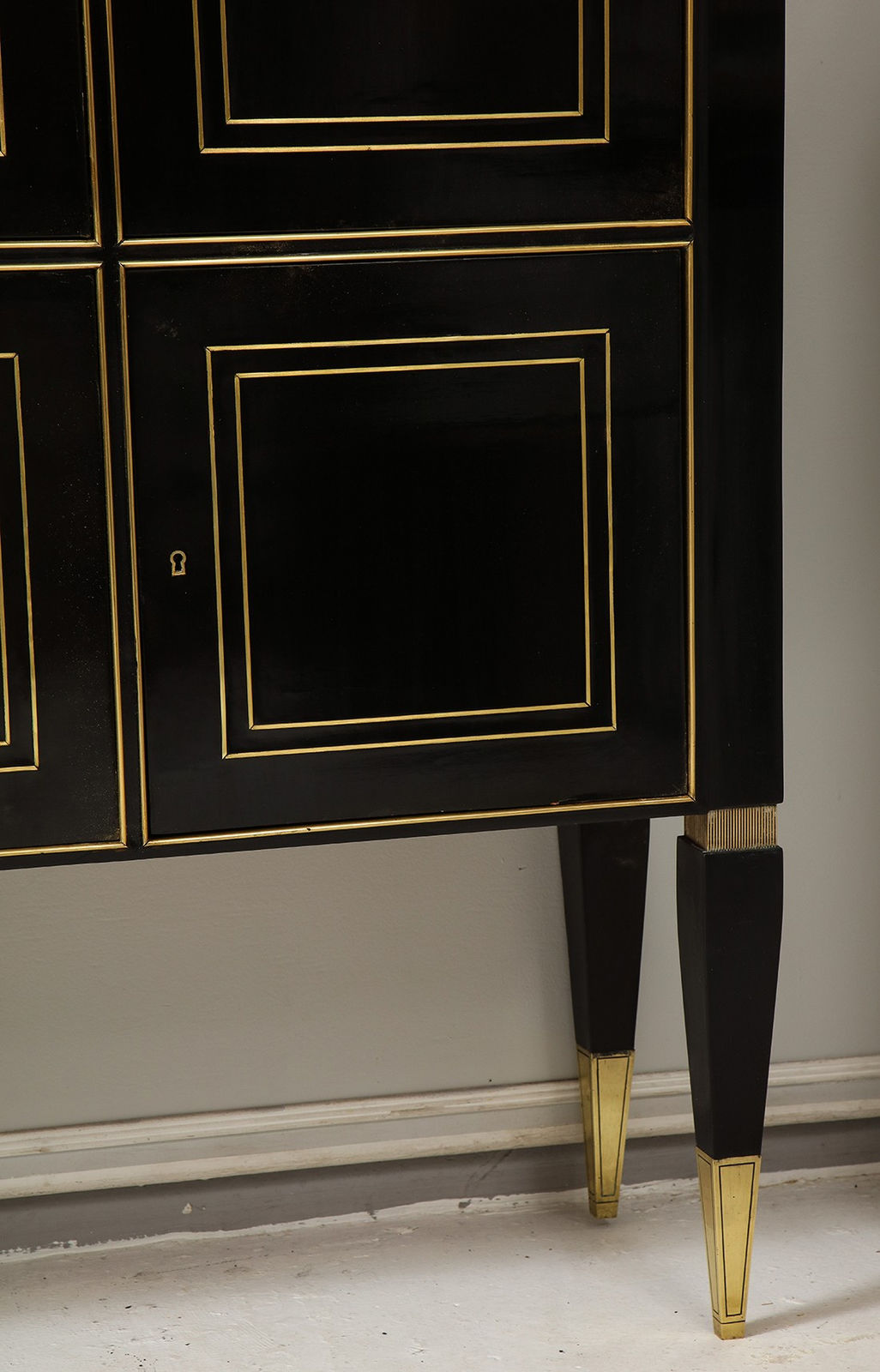 Bespoke Ebonized Brass-Inlaid Neoclassic Style Cabinet, 21st century