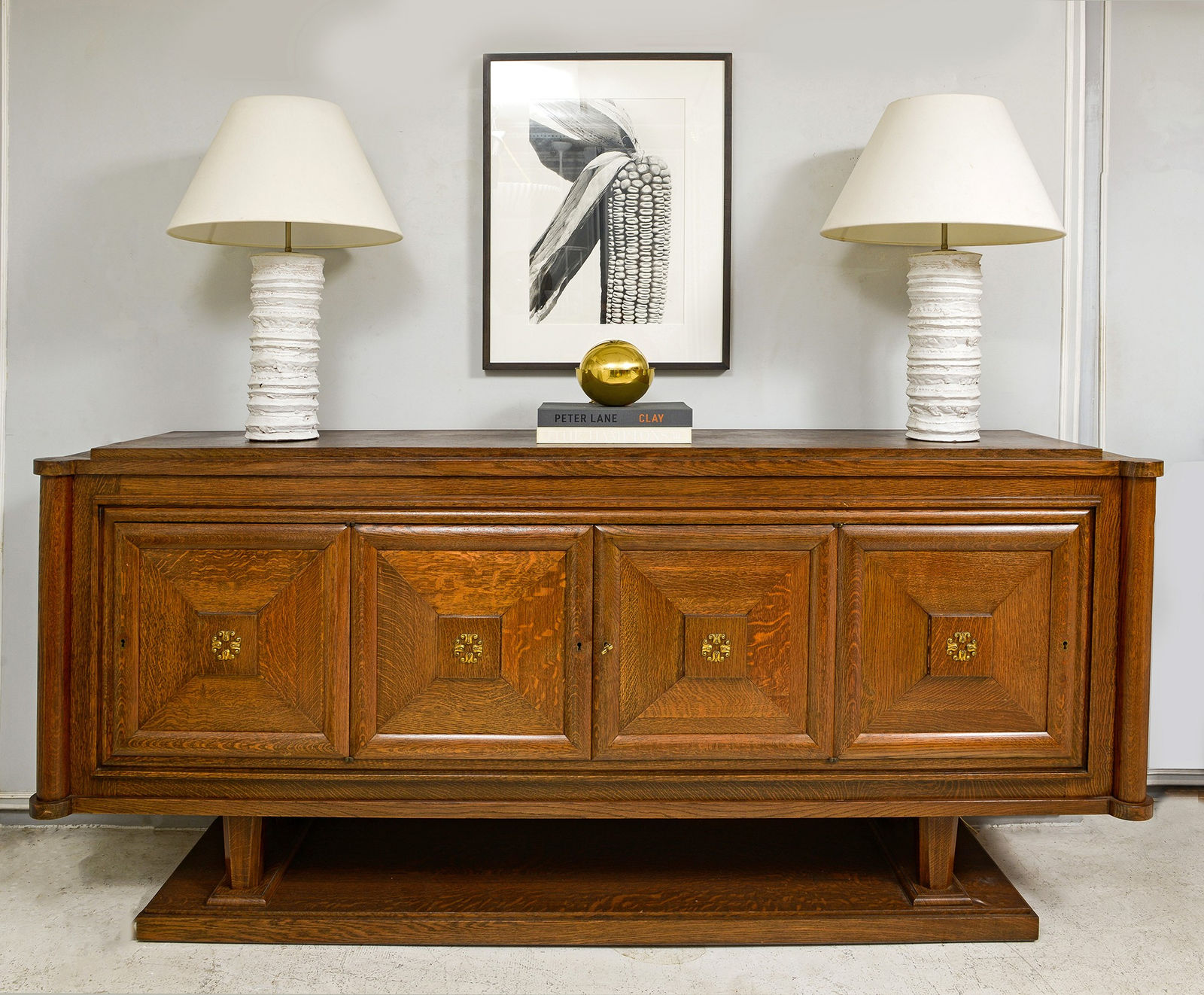 French Oak Sideboard with Bronze Mounts, c 1945
