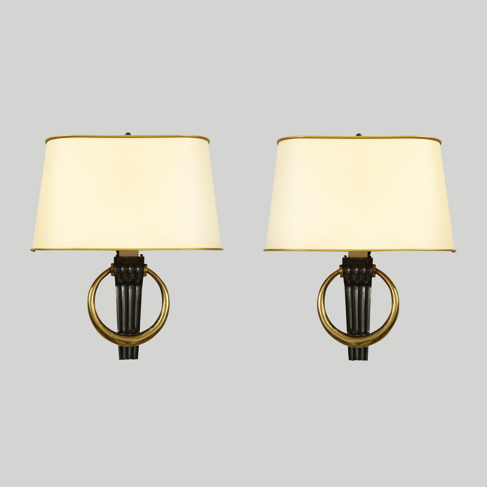 Pair of Custom Bronze Sconces inspired by French 1940's design, 21st century