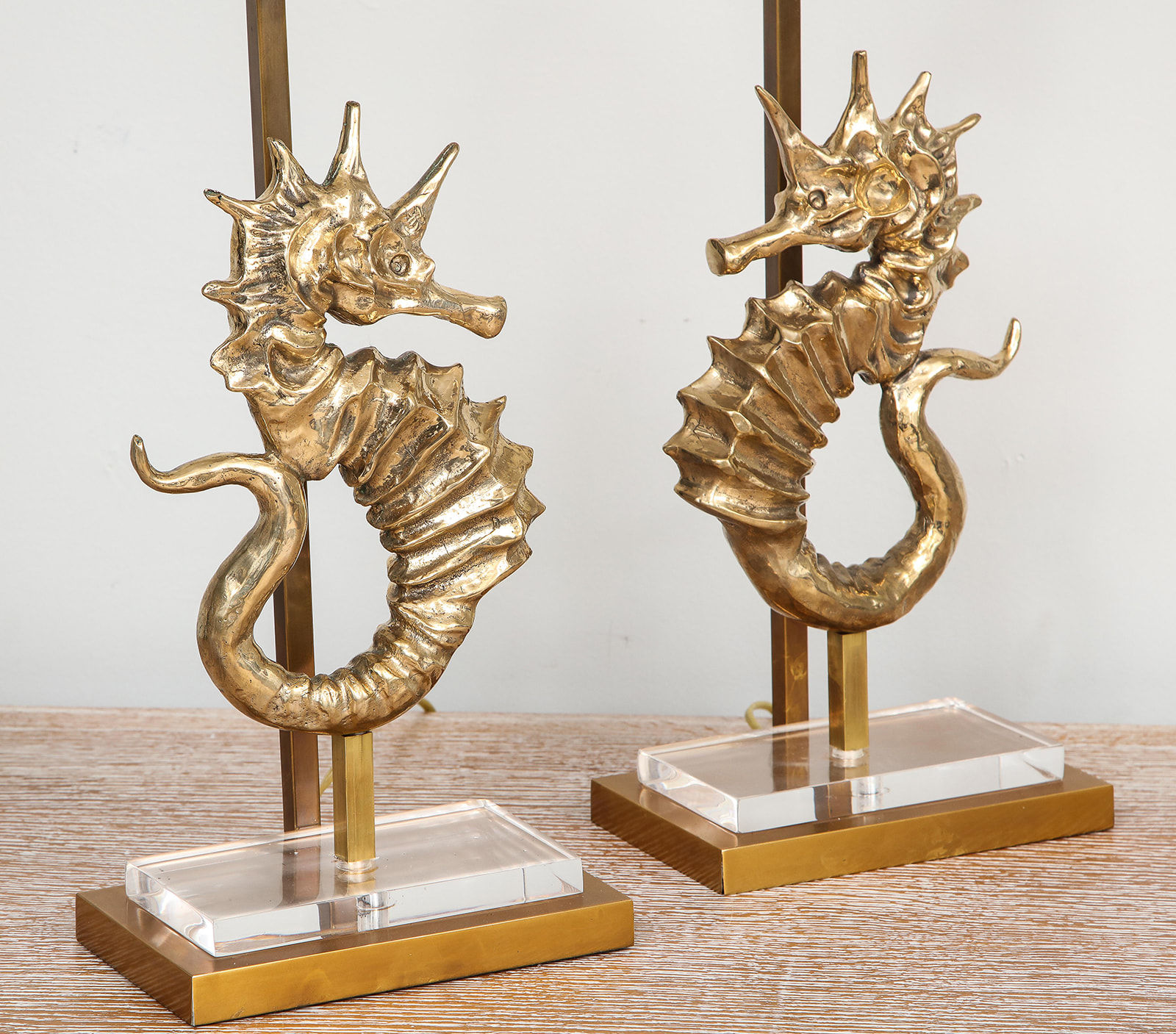 Bespoke Pair of Seahorse Bronze Table Lamps, 21st century