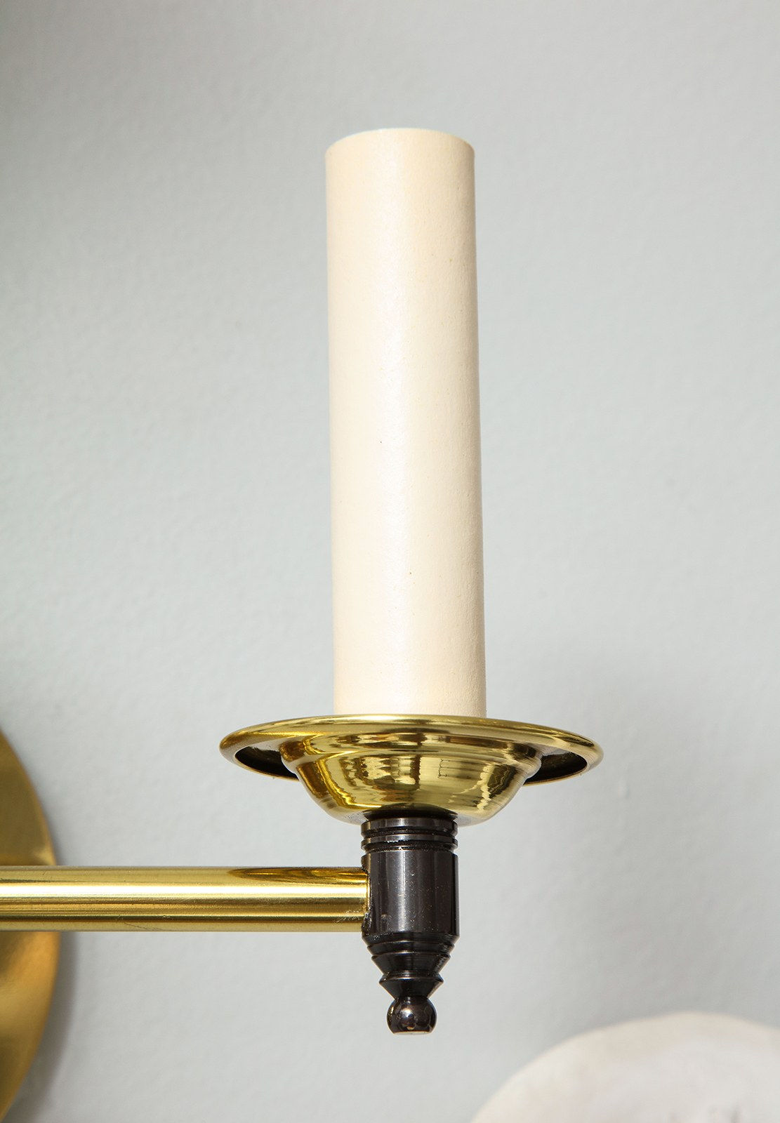 Custom Pair of Two-Arm Brass Sconces in the Midcentury Manner