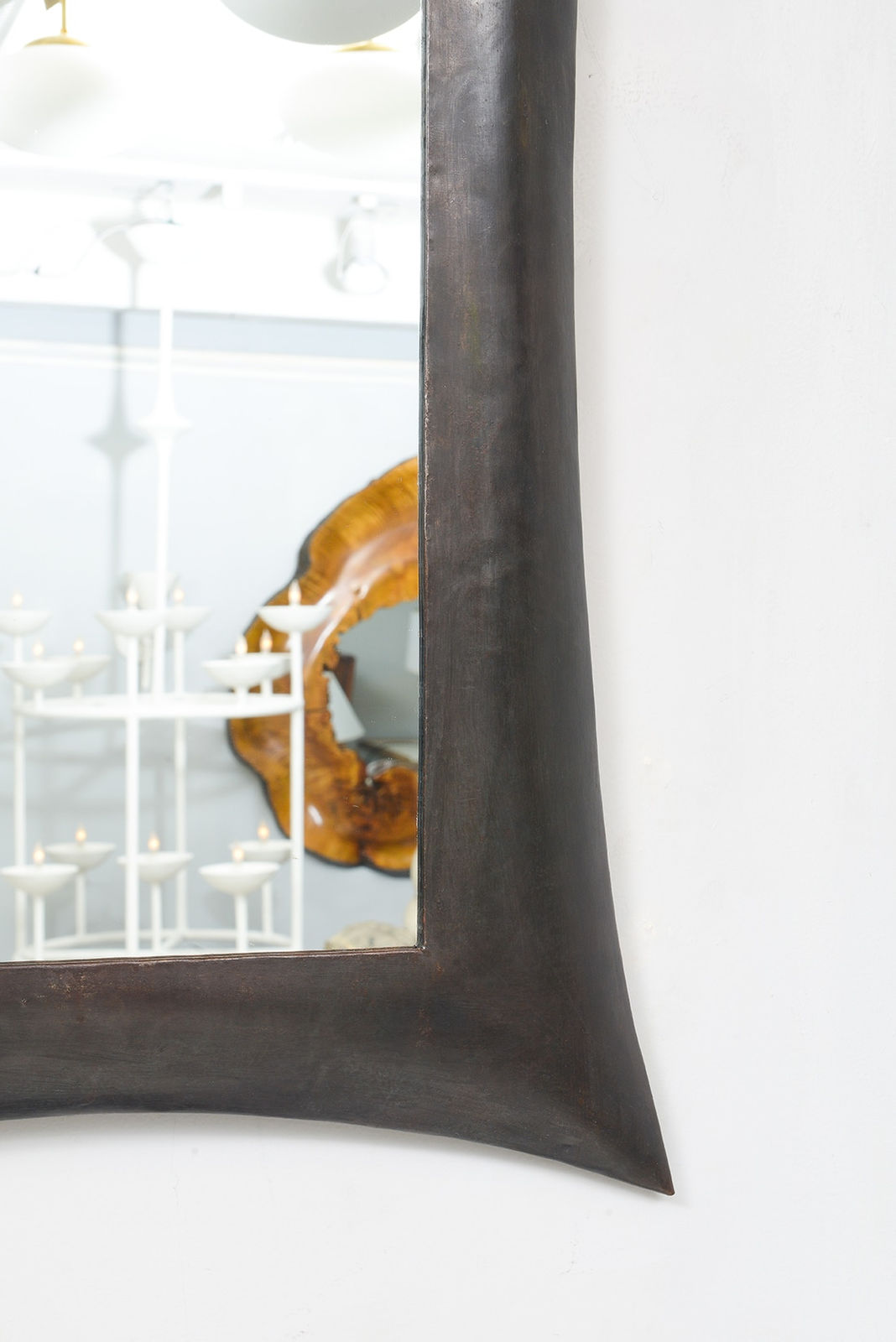 Contemporary Sculptural French Bronze Mirror, c 1950’s-1970’s