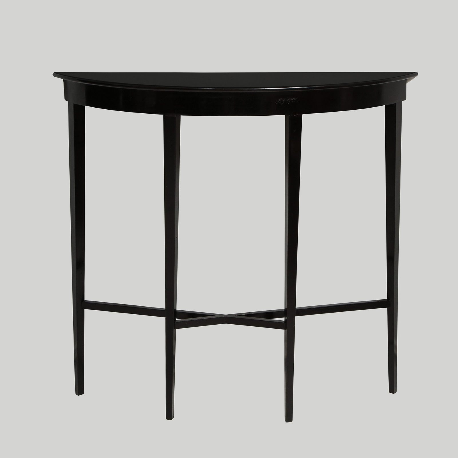 Custom Ebonized Demilune Console on Tapered Legs, 21st century