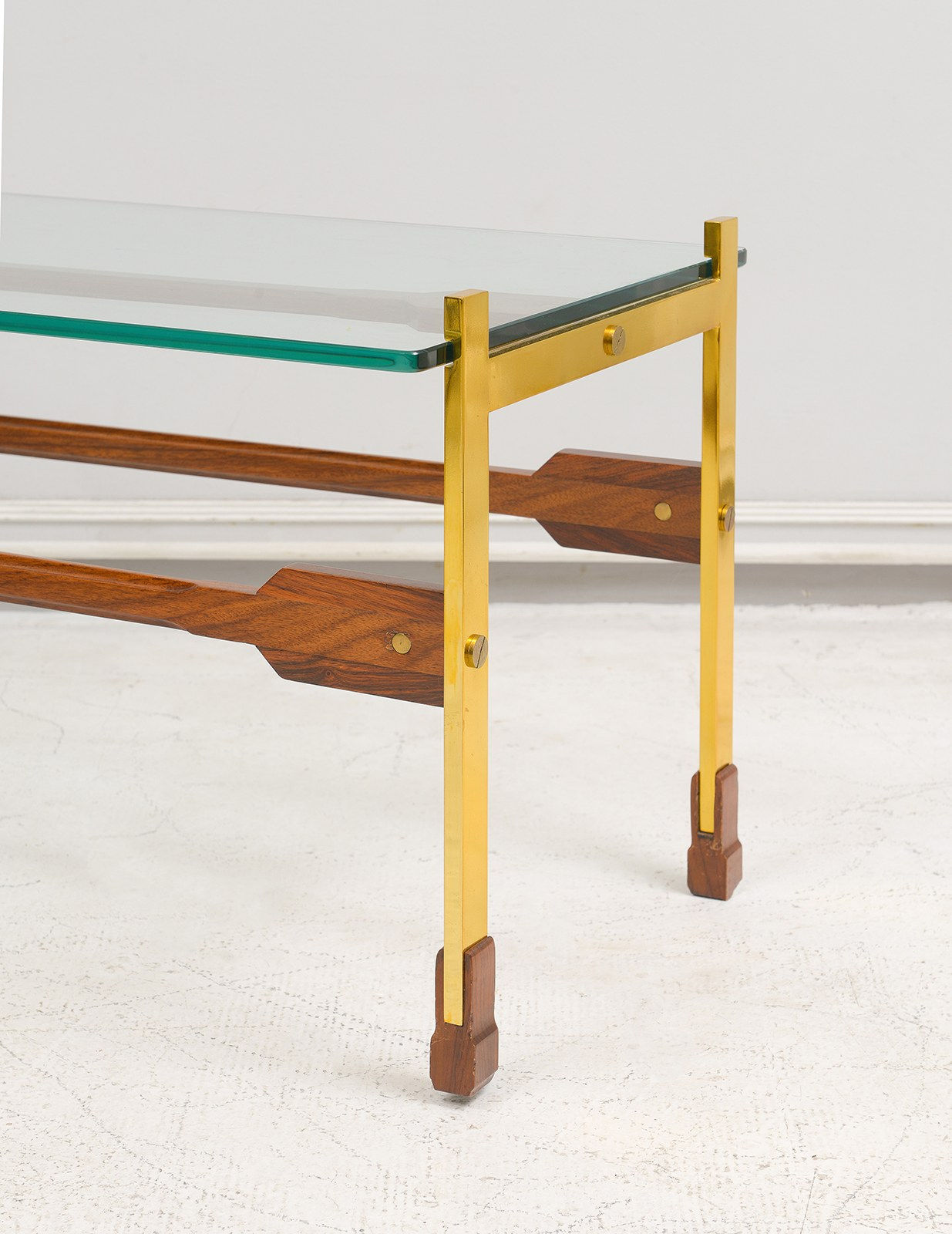 Sculptural Rosewood and Brass Coffee Table, c 1950's - 1970's