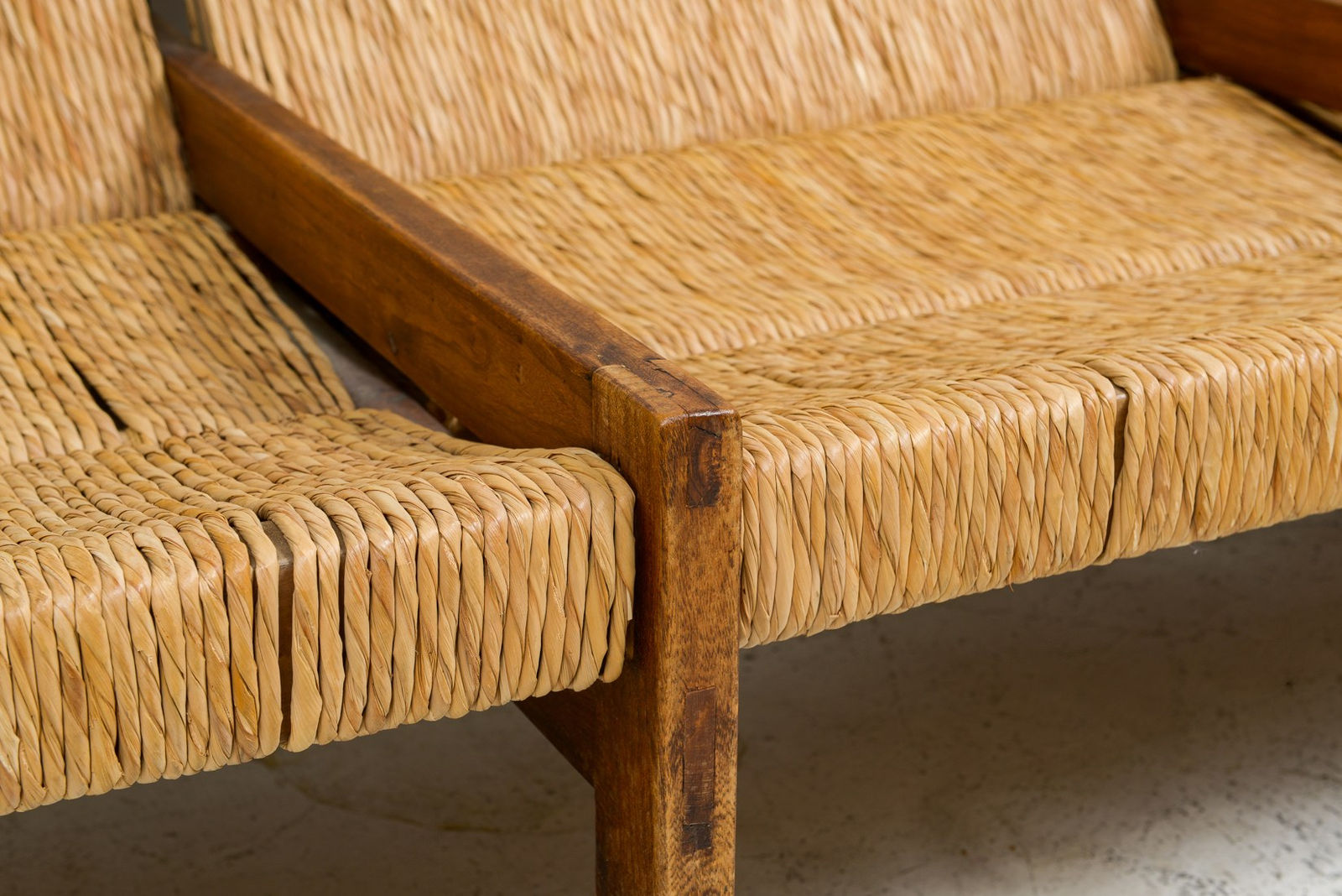 French Rattan Settee, 20th century