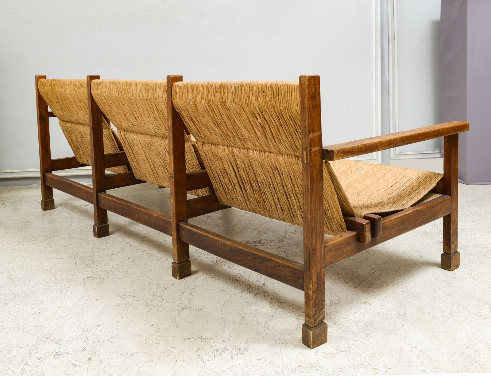 French Rattan Settee, 20th century