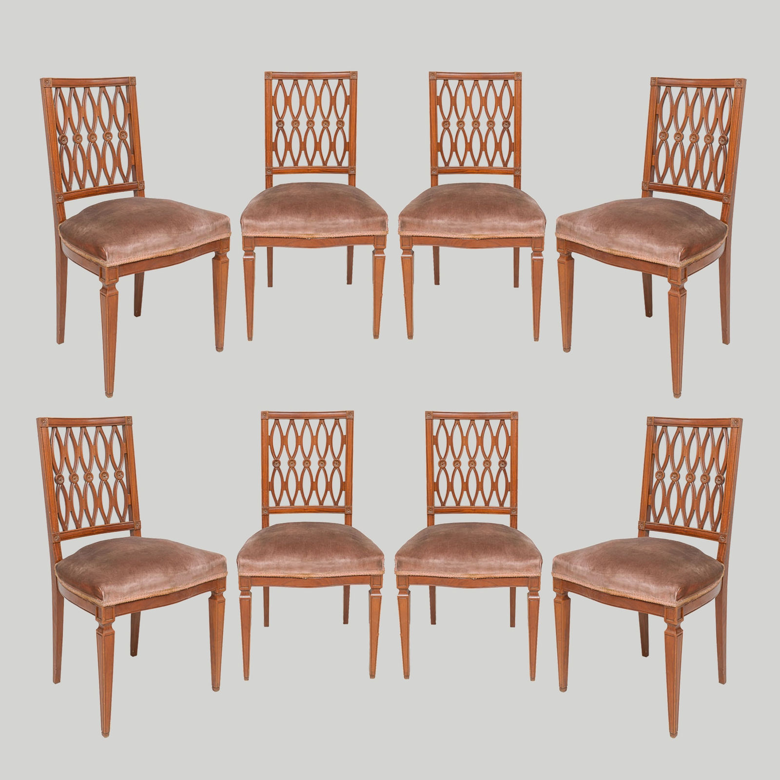 Set of Eight Continental Dining Chairs in the Neoclassic Manner, late 19th century