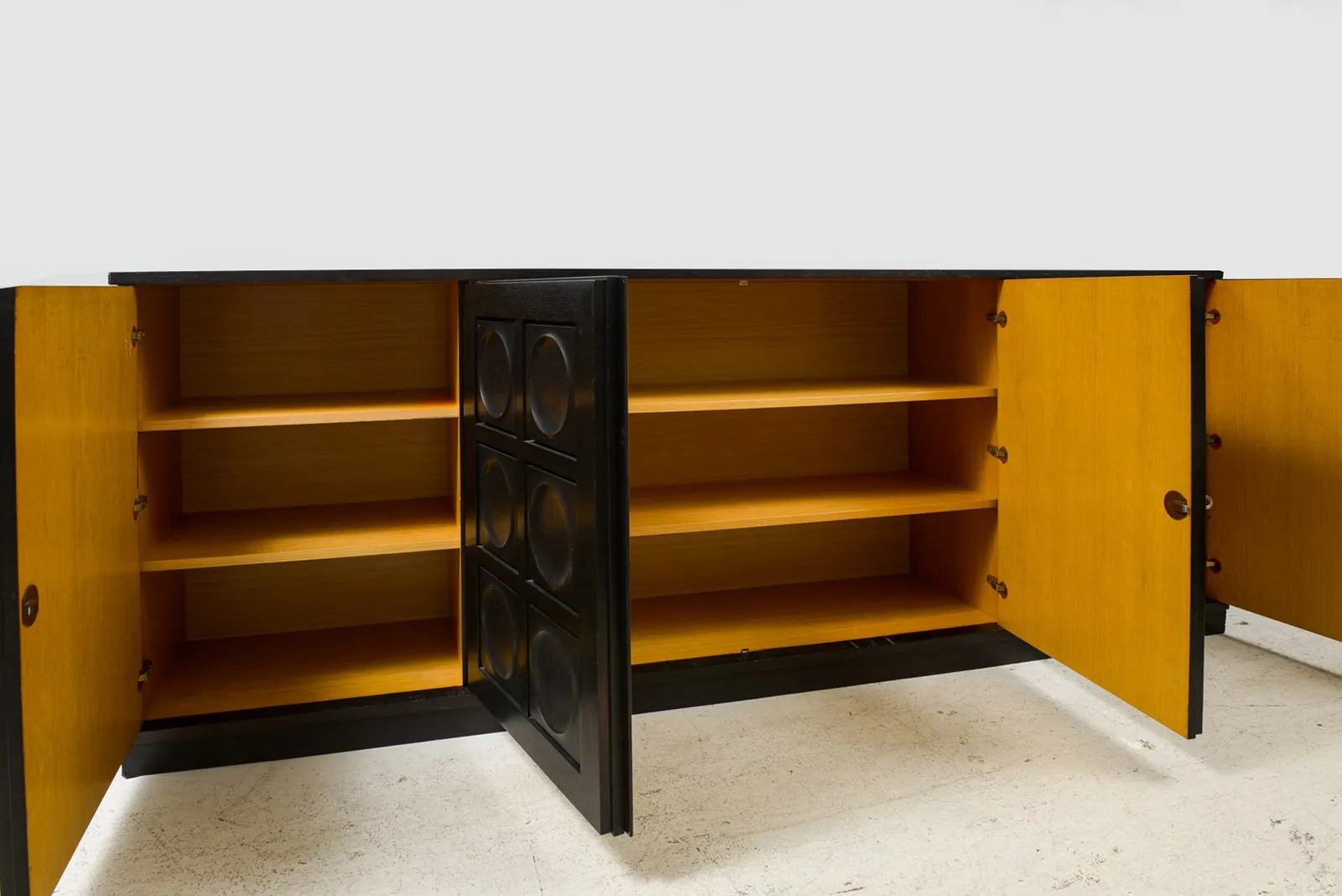 Vintage French Graphic Ebonized Oak Sideboard / Enfilade , mid-20th century