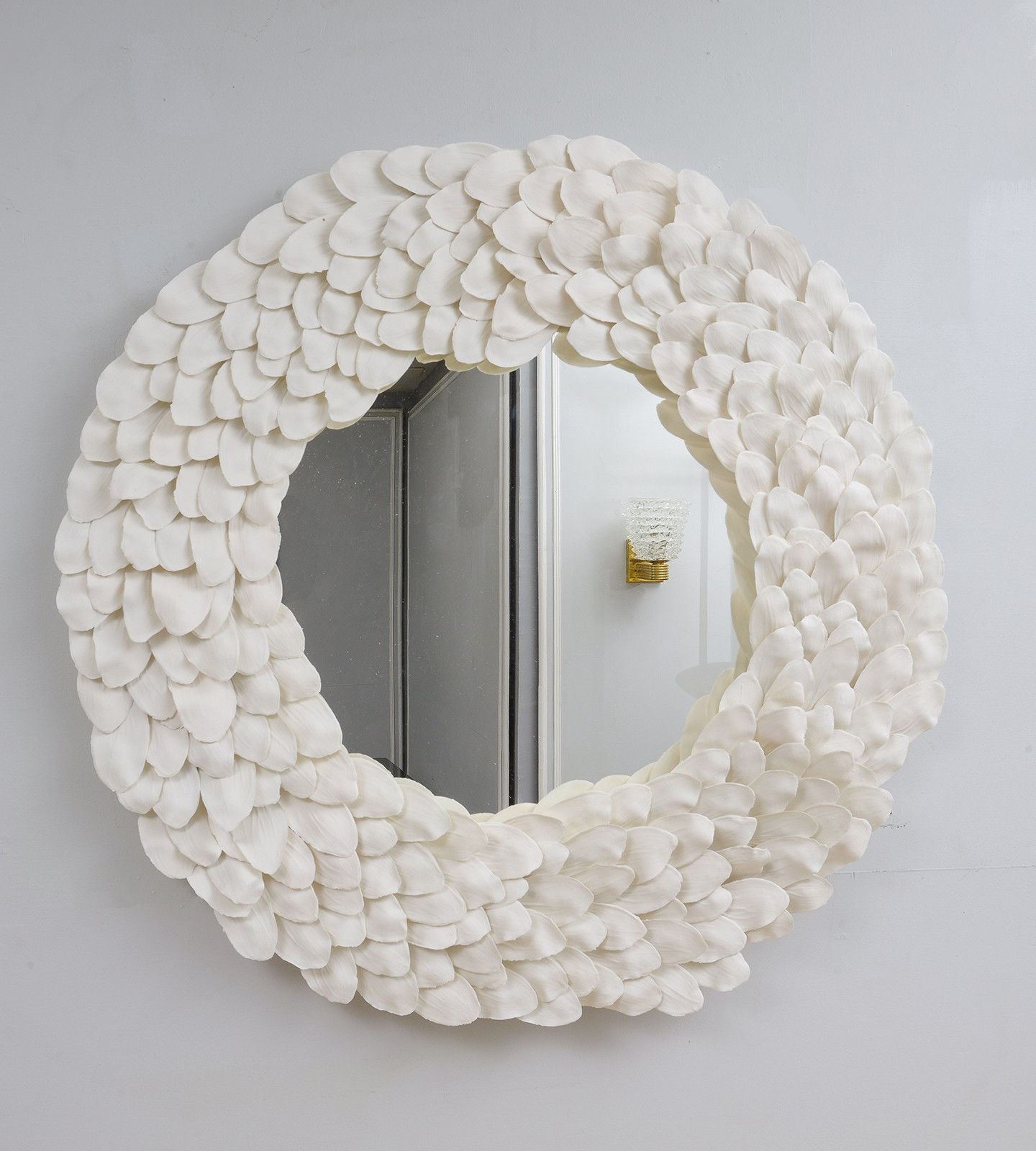 French Bespoke Handmade Ceramic Petal Mirror