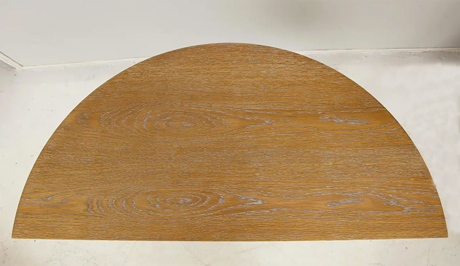 Custom Cerused Oak Bobo Demilune Console on Splayed Tapered Legs, 21st Century