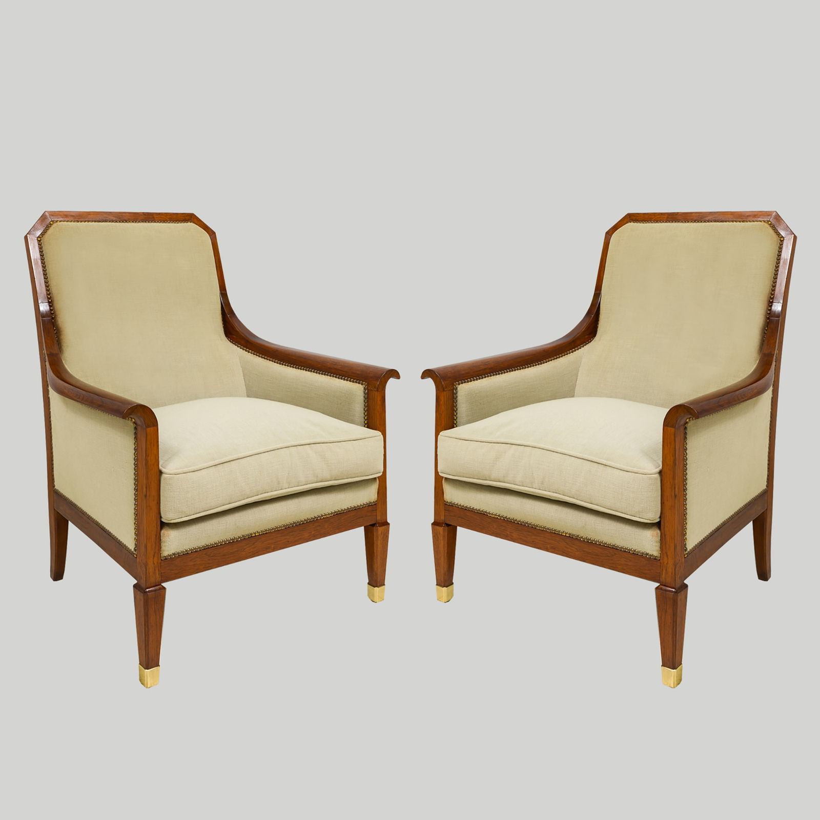 Vintage Pair of French Rosewood Lounge Chairs, c 1930s-1940s