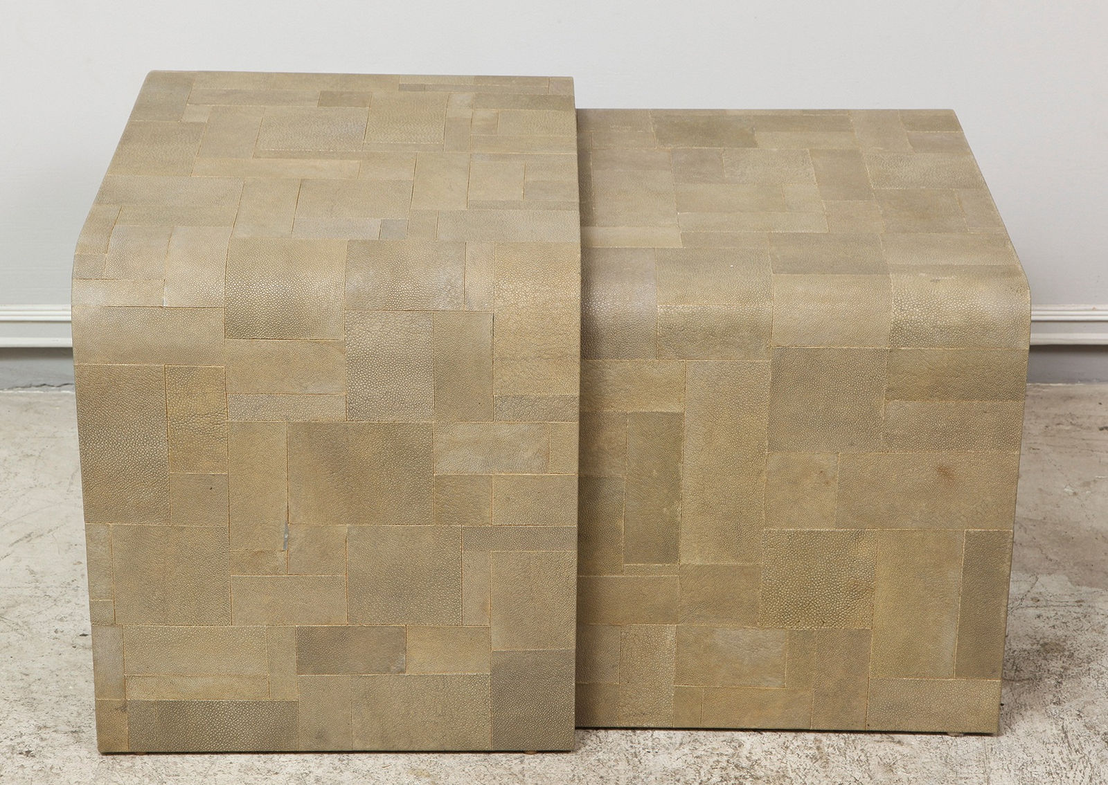 Custom Shagreen Patchwork Nesting Tables. Set of 2.