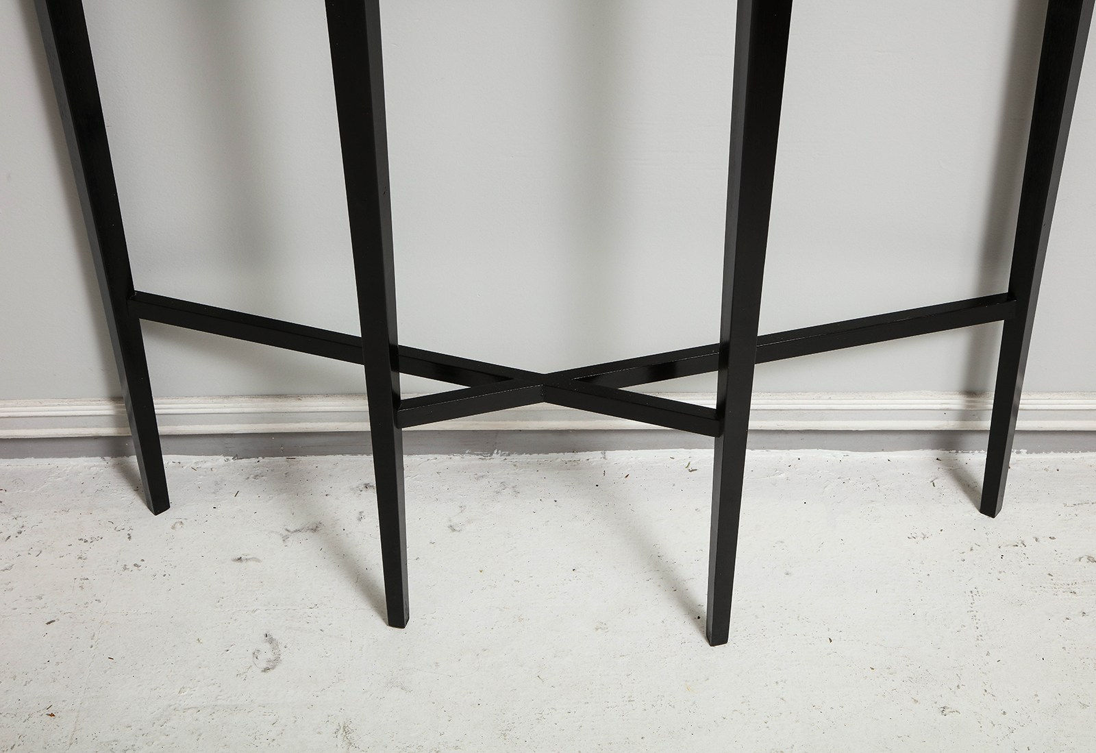 Custom Ebonized Demilune Console on Tapered Legs, 21st century