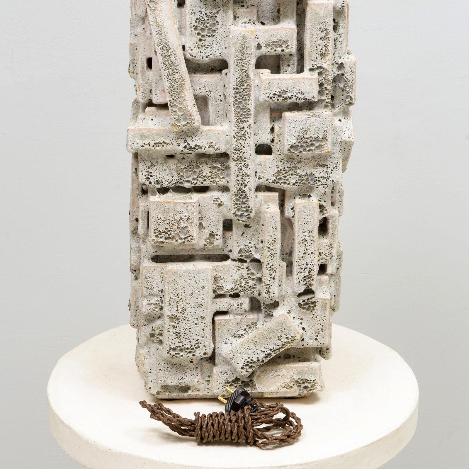 Shizue Imai, Bespoke Rectangular Sculptural Ceramic White Glazed Table Lamp , 21st century