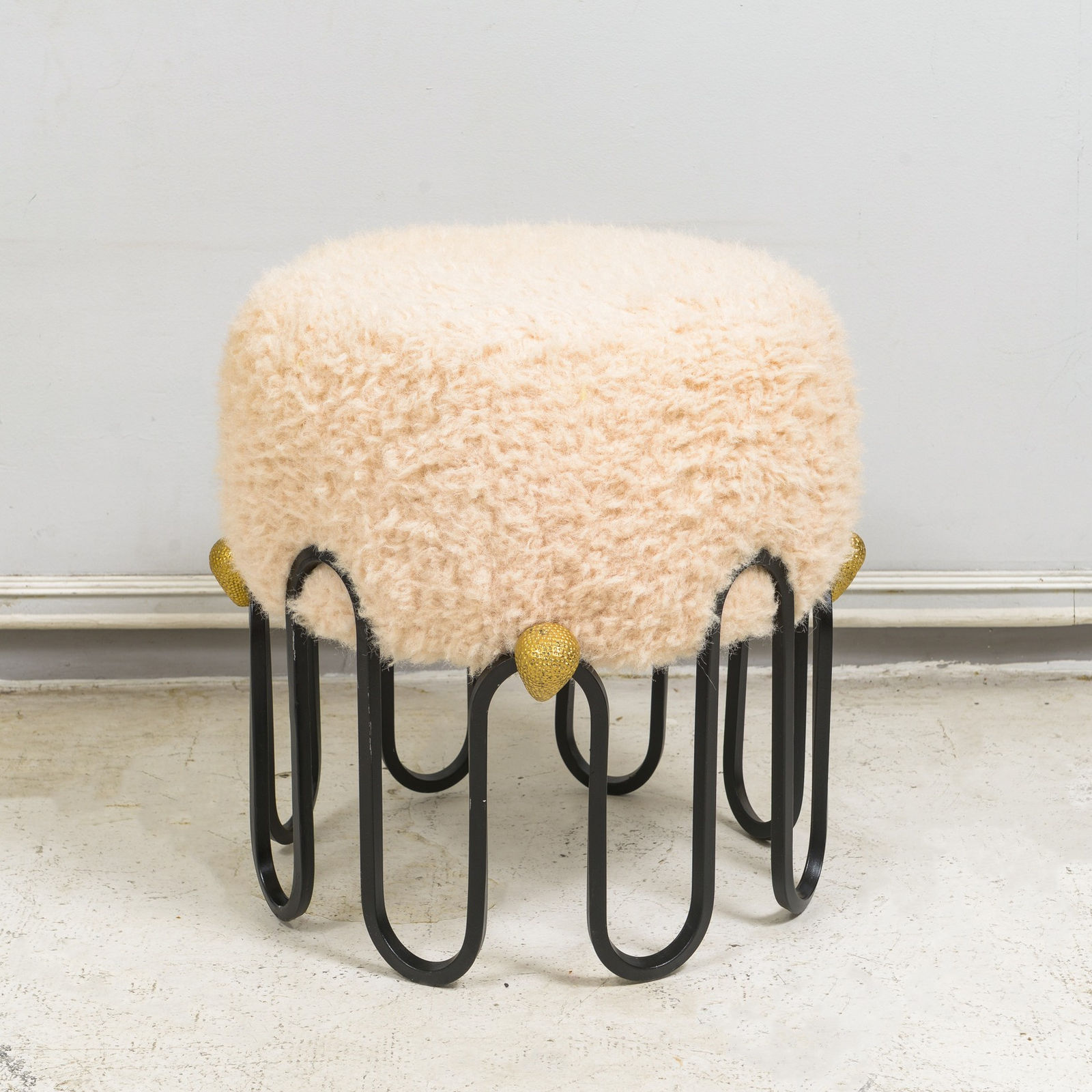 Pair of Stools with Boucle Fabric