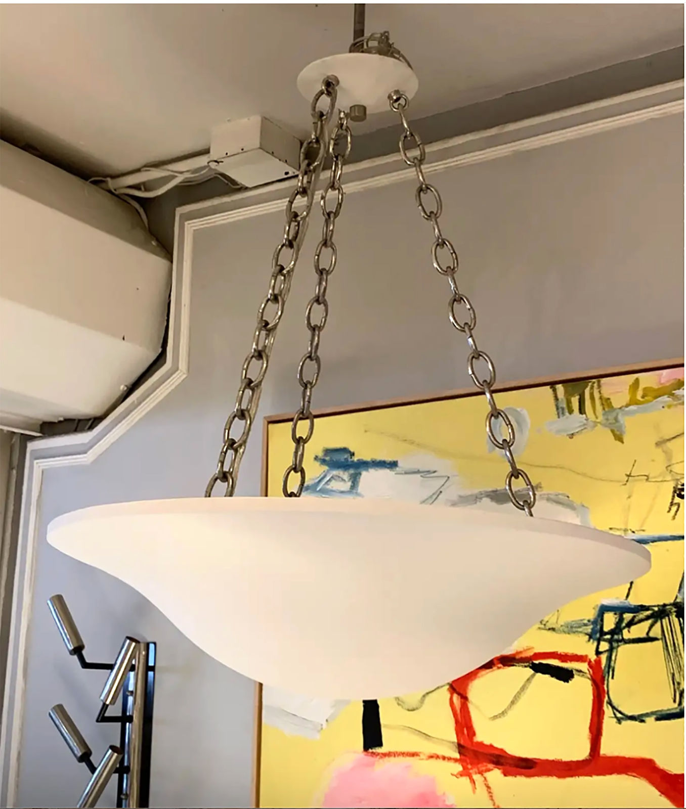 Custom Plaster Chandelier with Brass Chain