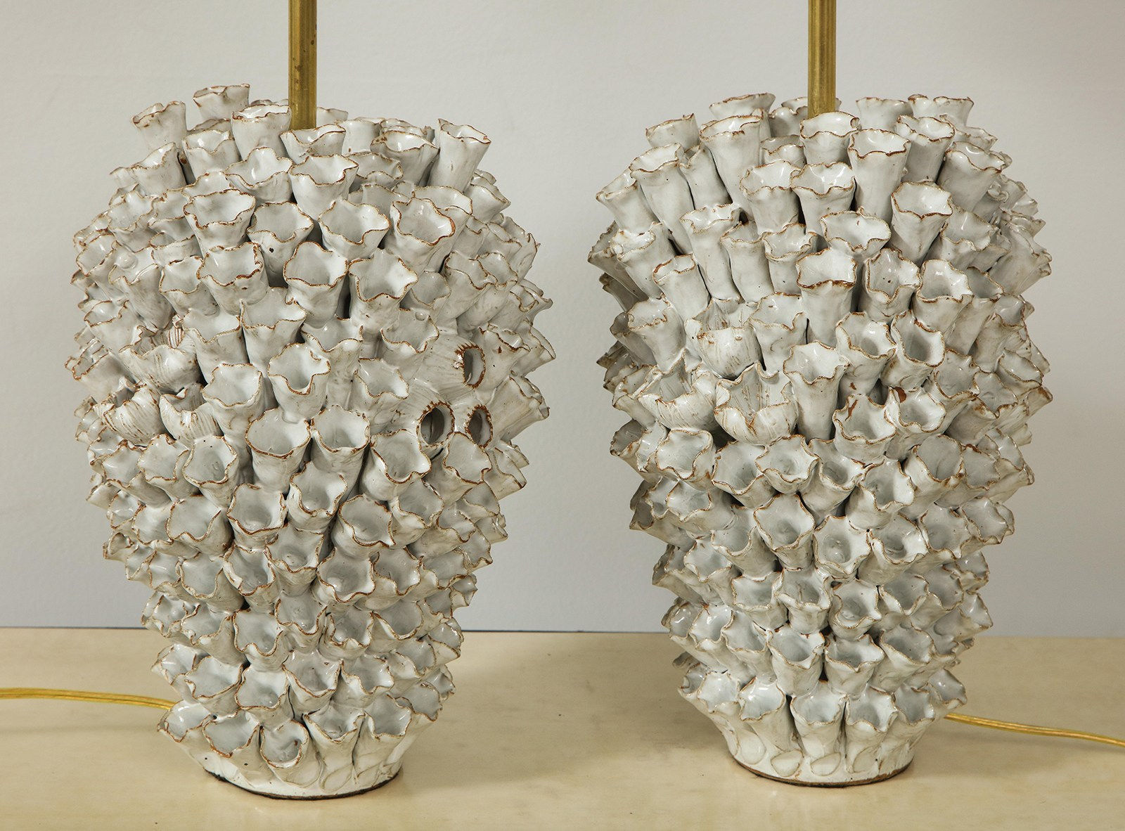 Custom Pair of Barnacle Ceramic Lamps