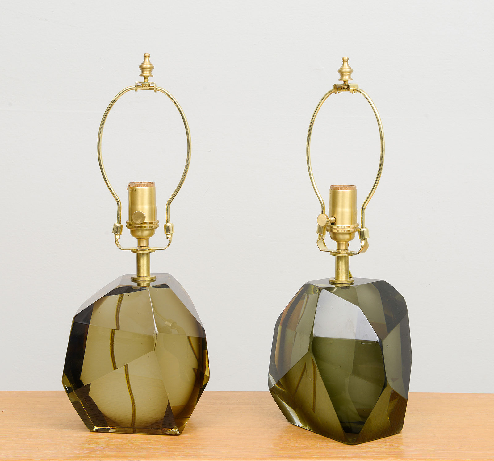Pair of Contemporary Murano Amber Table Lamps, 21st century