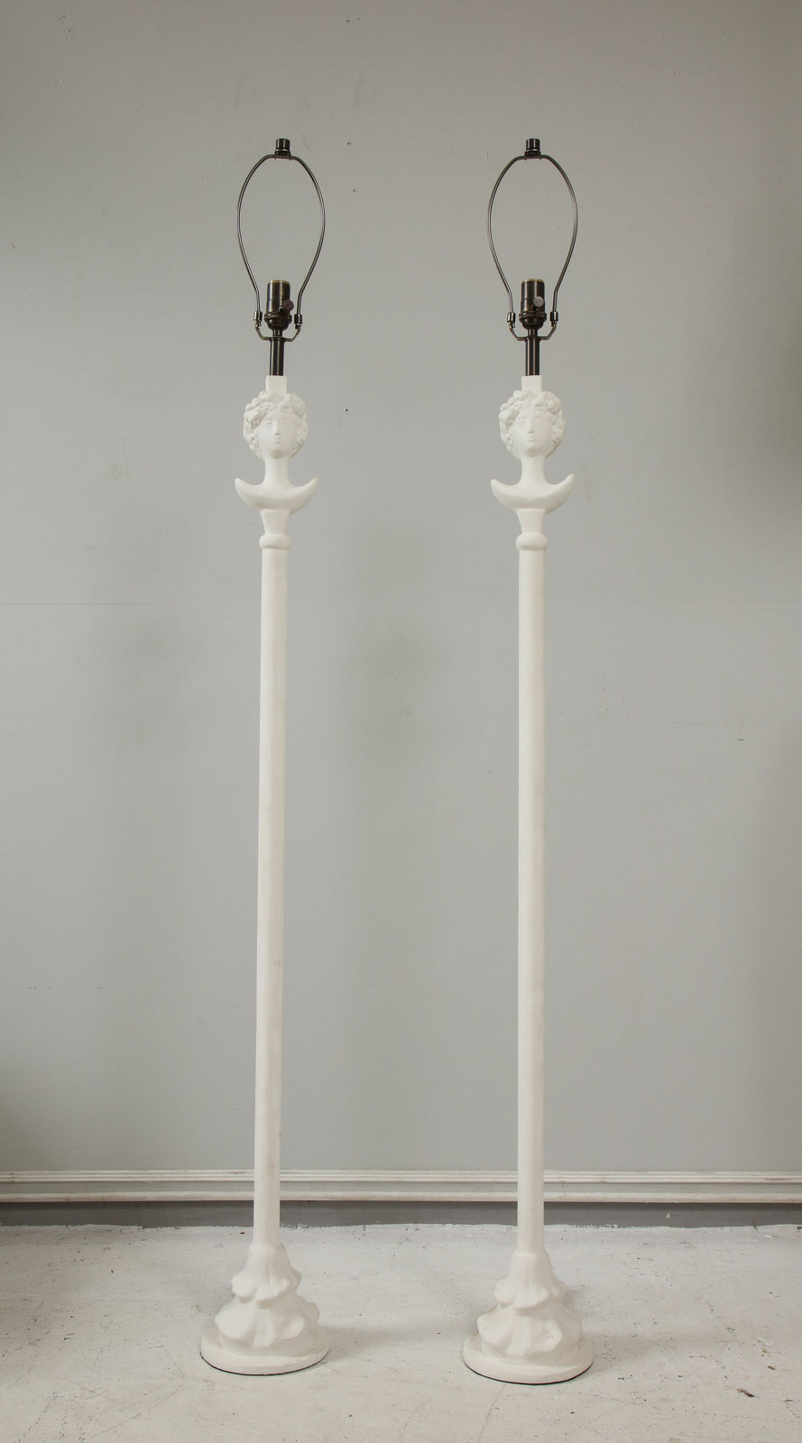 Pair of Custom Gio Plaster Floor Lamps, 21st century