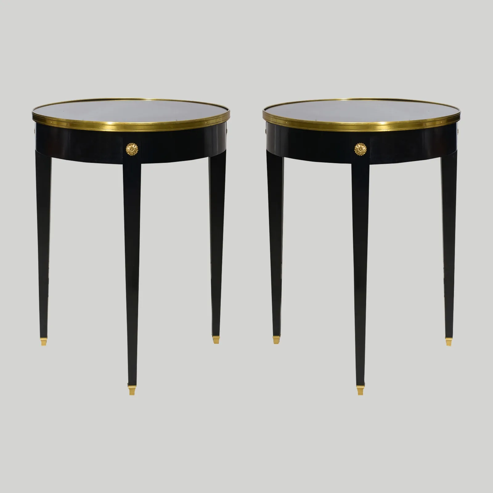 Pair of Vintage French Ebonized Bouillote Tables, c 1950-1970's