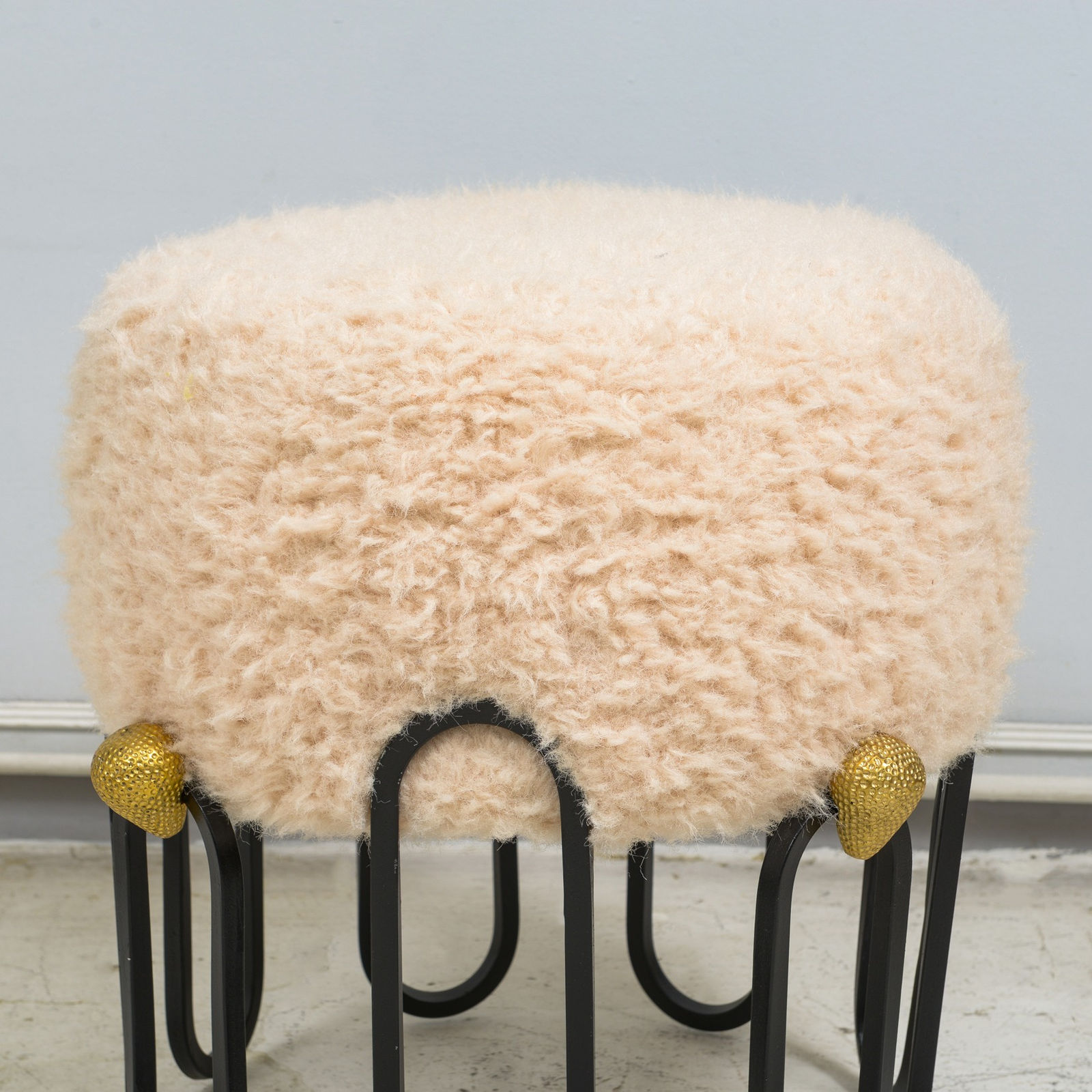Pair of Stools with Boucle Fabric
