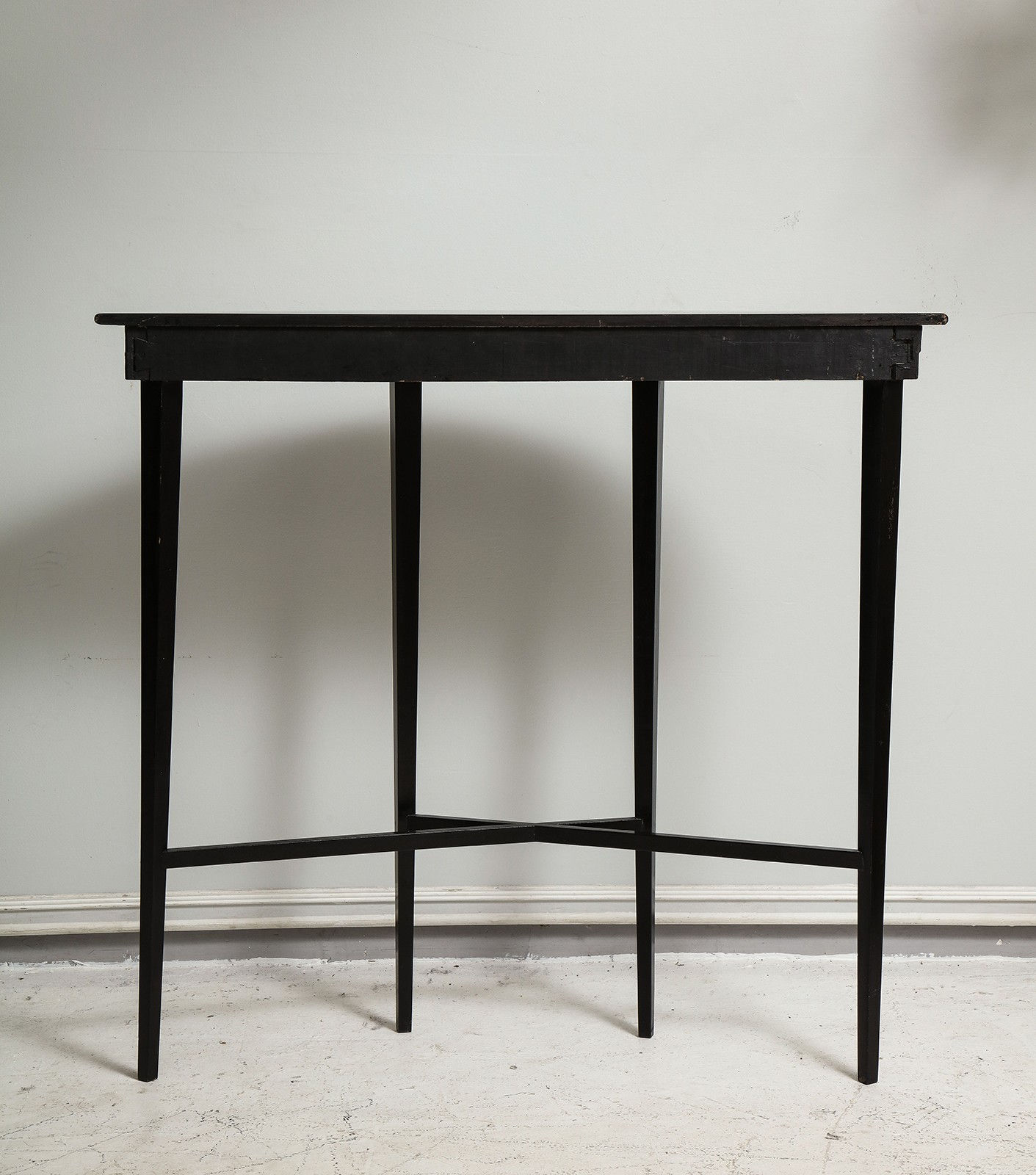 Custom Ebonized Demilune Console on Tapered Legs, 21st century