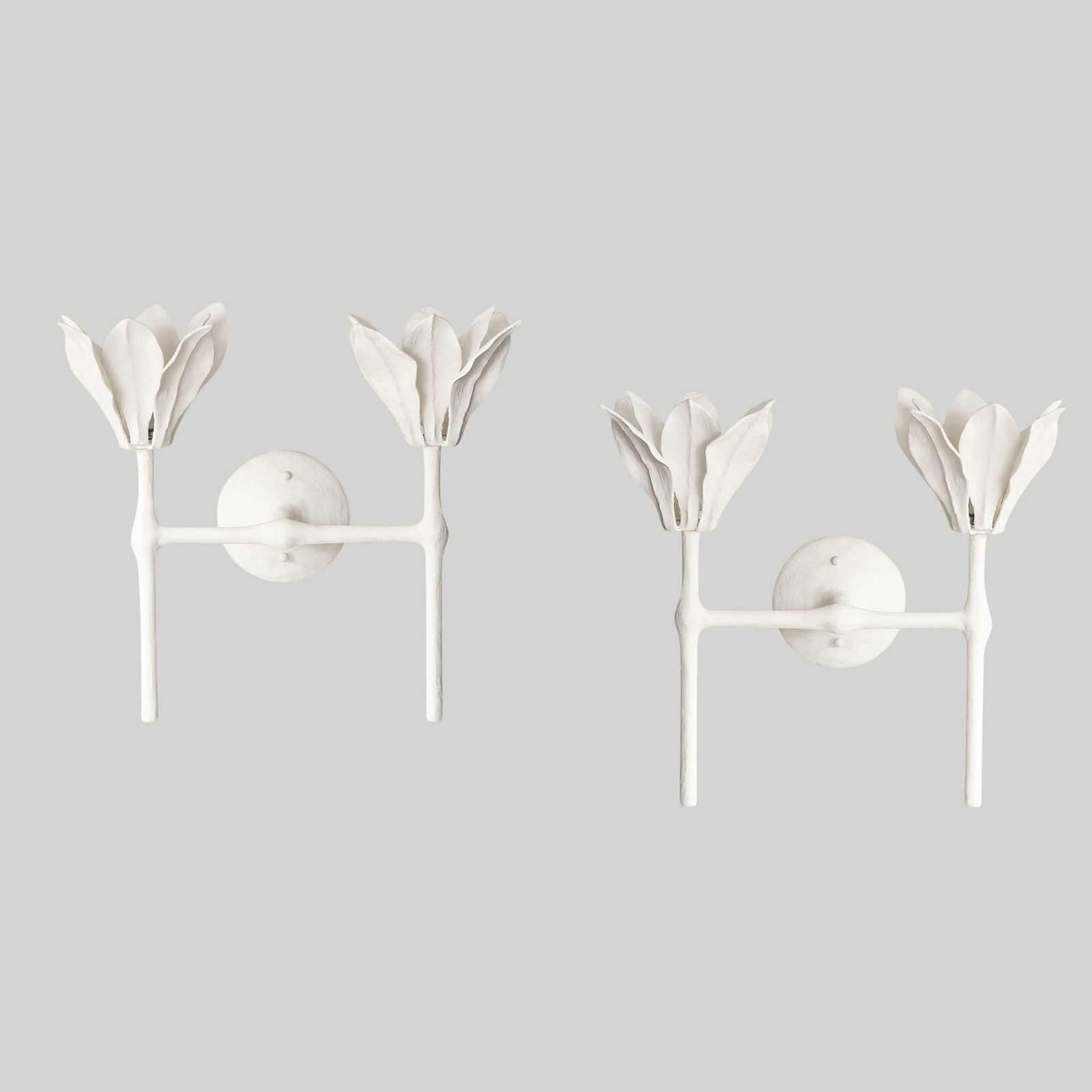 Custom Pair of Plaster Fleur Sconces