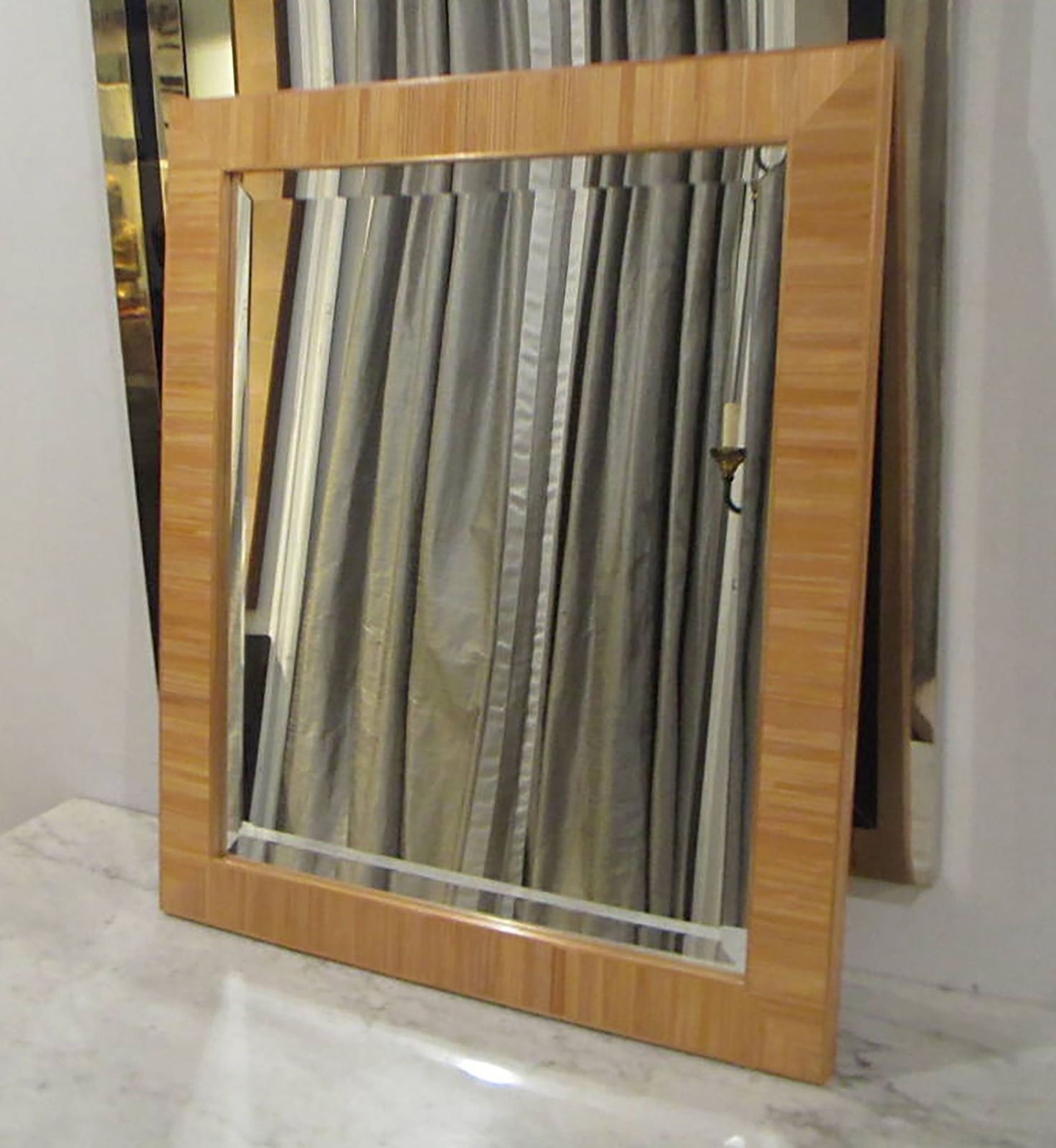 Custom Straw Marquetry Mirror, 21st century