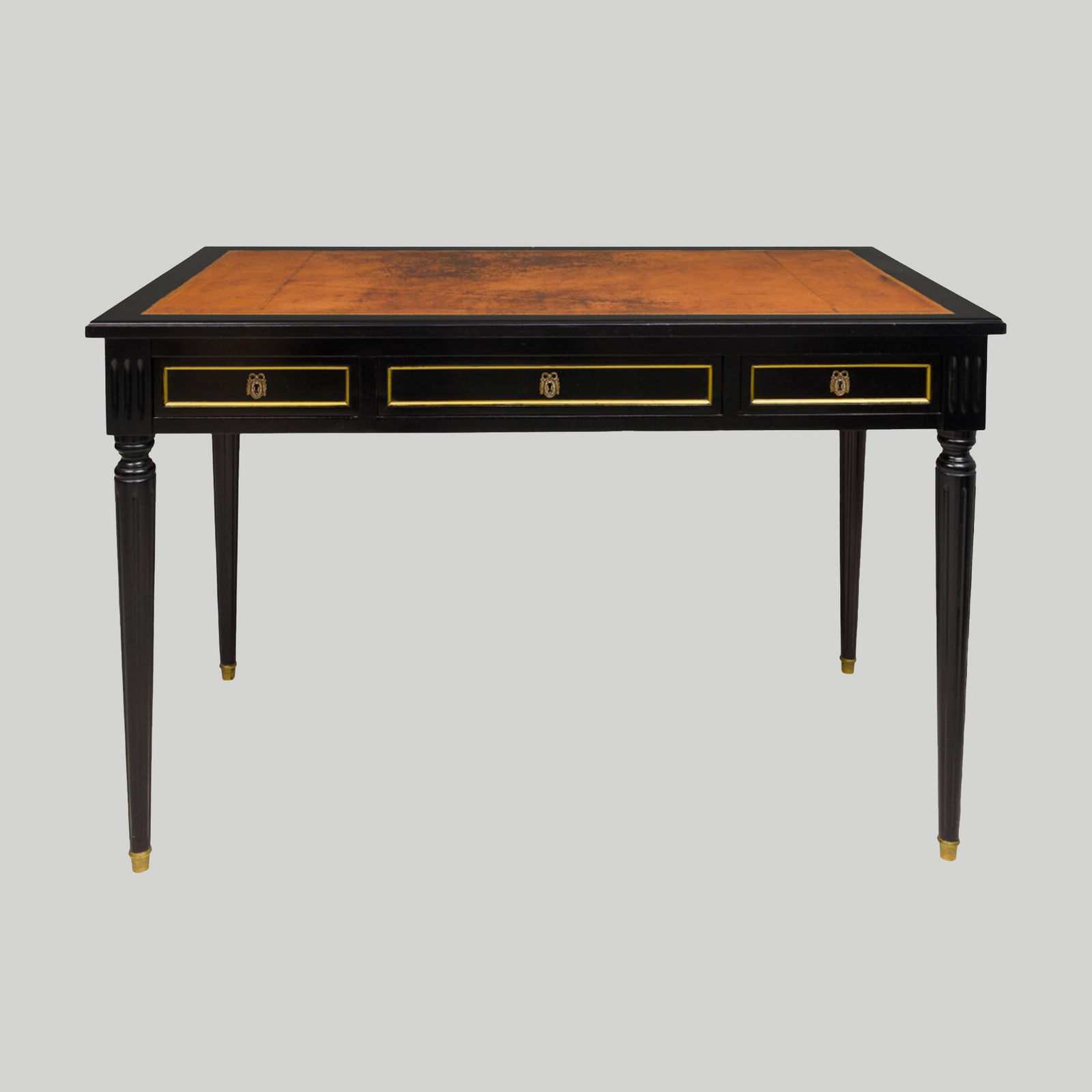 Maison-Jansen Attributed French Leather Top Bureau Plat Desk, c 1960's