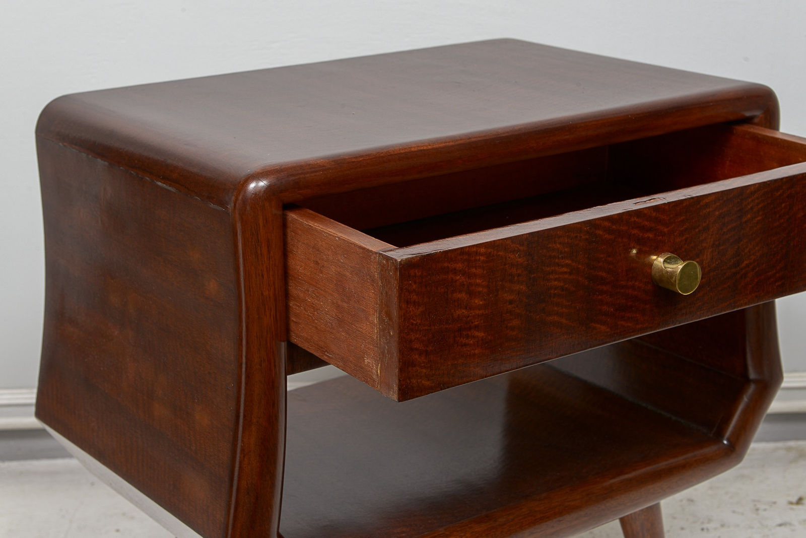 Pair of Italian Mid-Century End Tables with Central Drawers, c 1950s