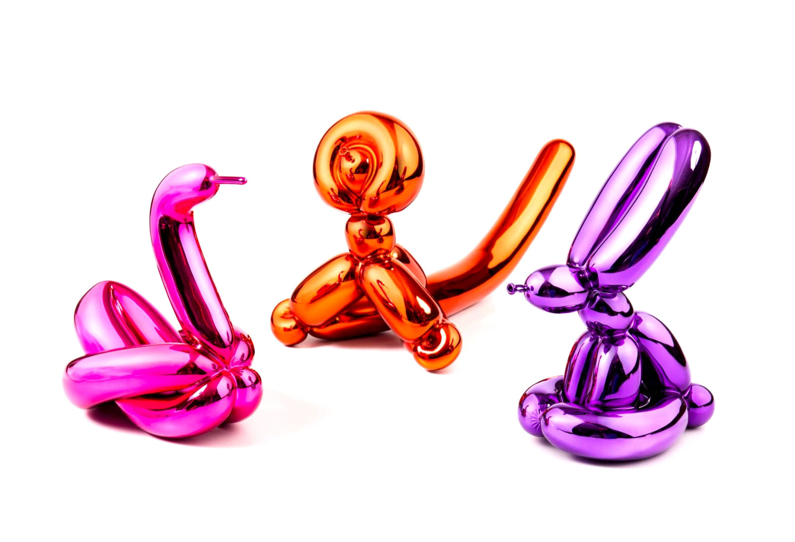 Jeff Koons, Balloon Animals II (Orange Monkey, Magenta Swan & Violet Rabbit)