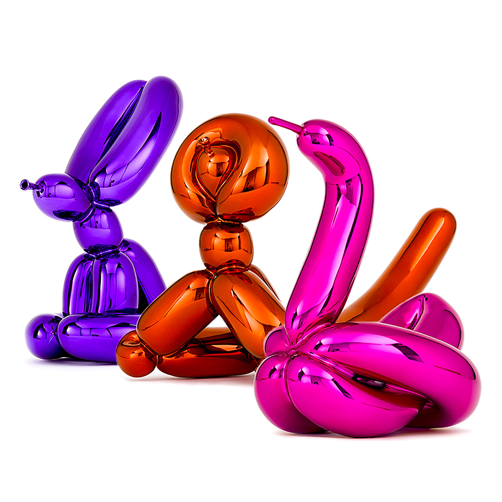 Jeff Koons, Balloon Animals II (Orange Monkey, Magenta Swan & Violet Rabbit)