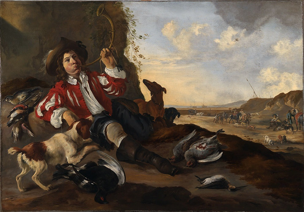 Dirck Stoop, A youthful sportsman reclining on a bank